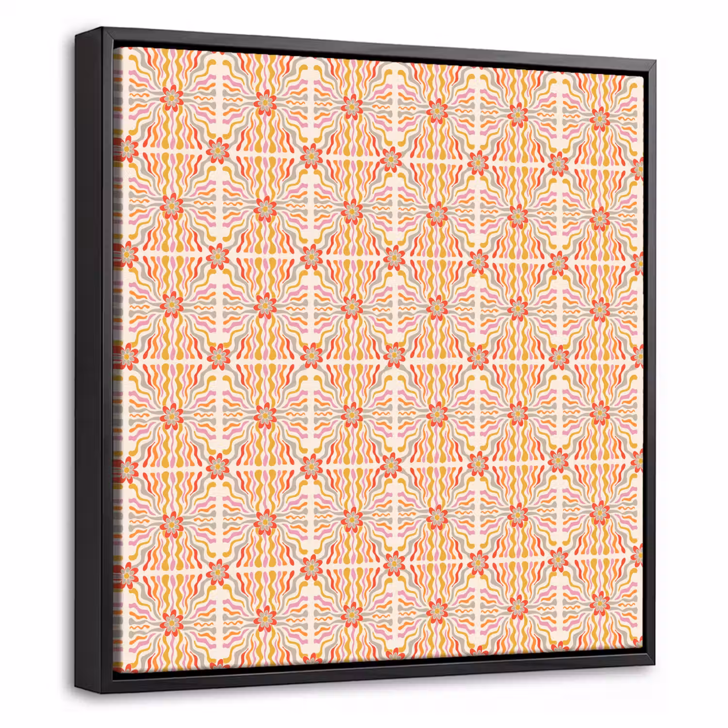 Patroon - Retro - Kleur Canvas met baklijst klein 1124 -threedimensional_3d_global