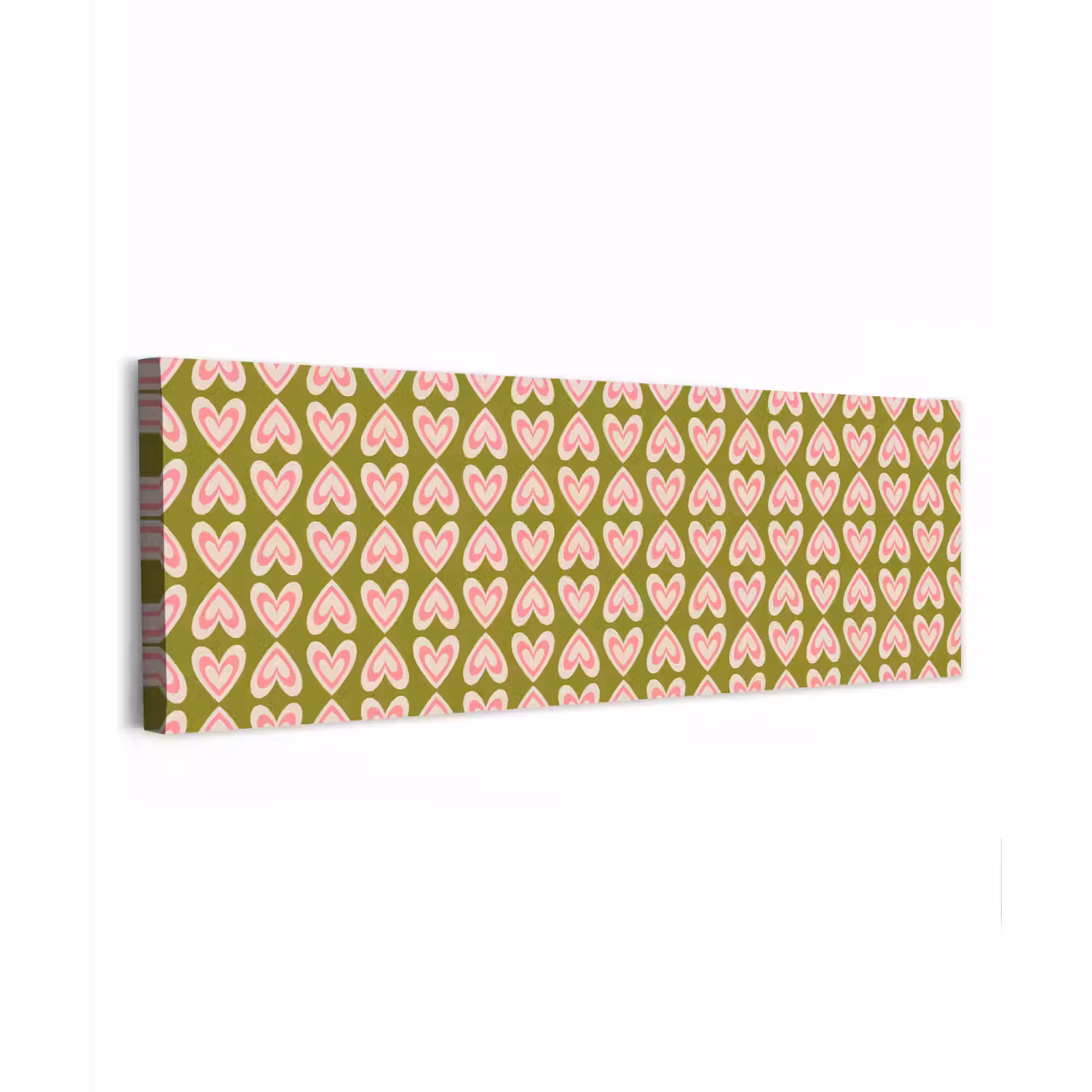 Patroon - Symmetrisch - Hartjes - Olijfgroen canvas 2cm klein 828 -z3d