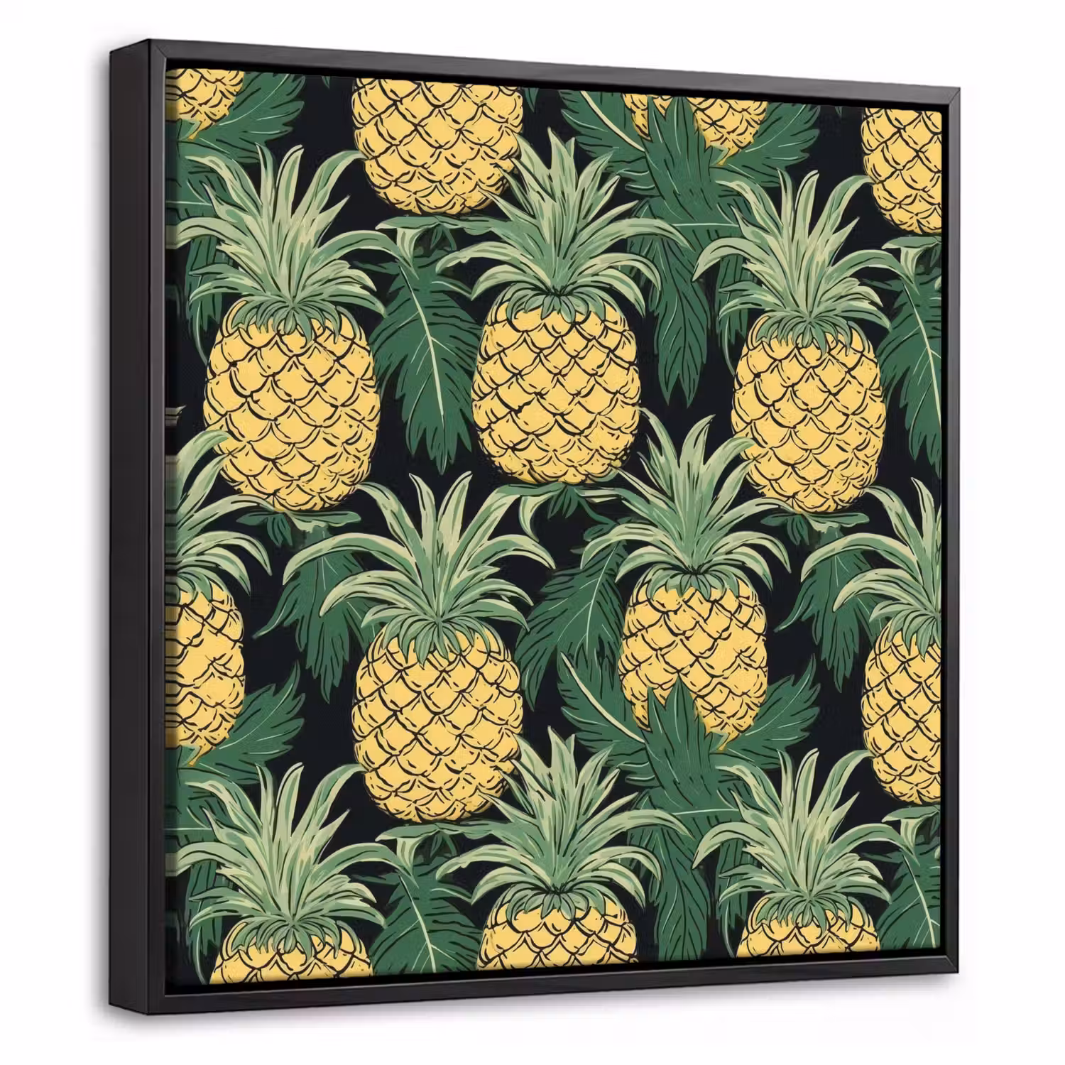 Patroon - Tropisch - Ananas - Illustratie Canvas met baklijst klein 1124 -threedimensional_3d_global