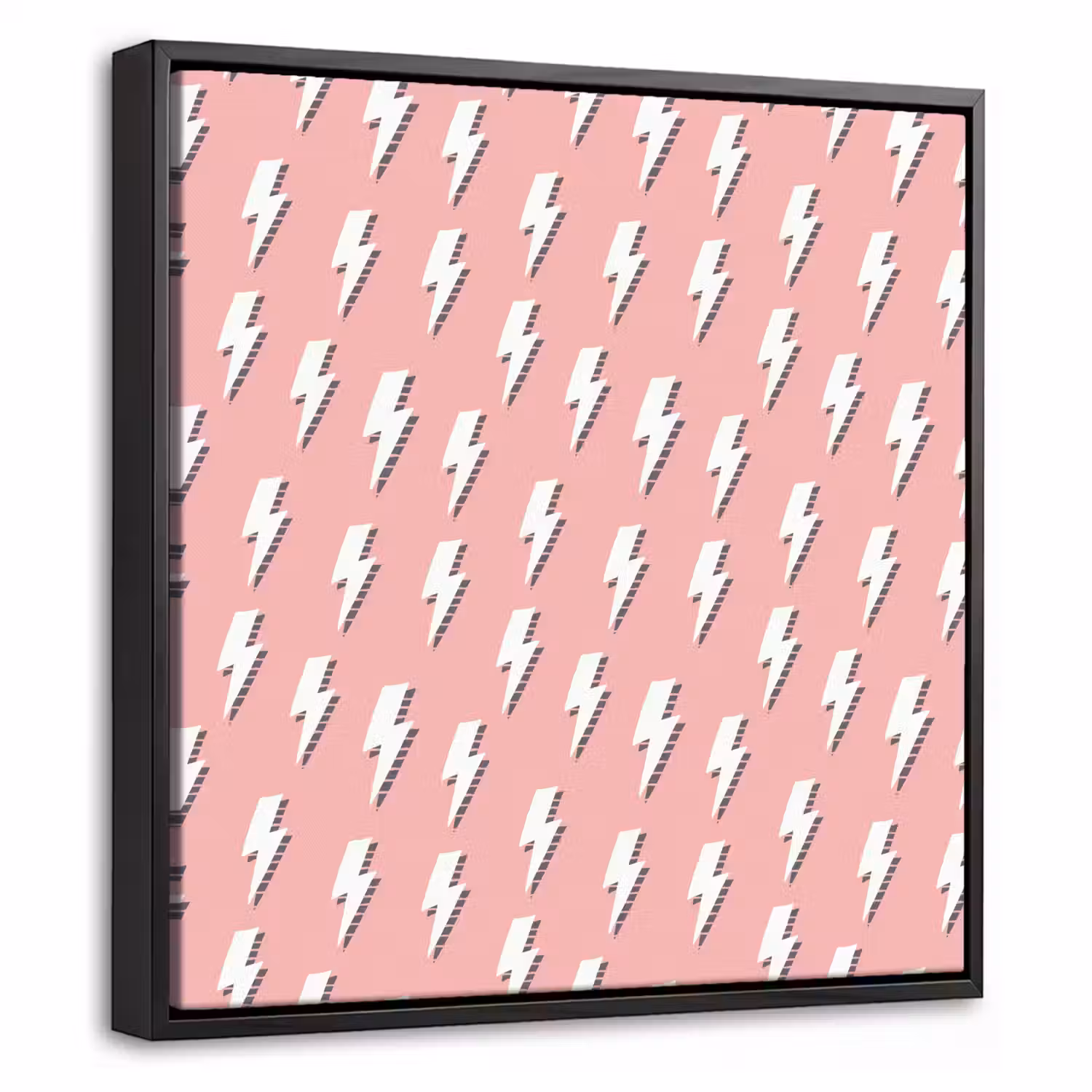 Patroon - Wit - Bliksem - Roze Canvas met baklijst klein 1124 -threedimensional_3d_global