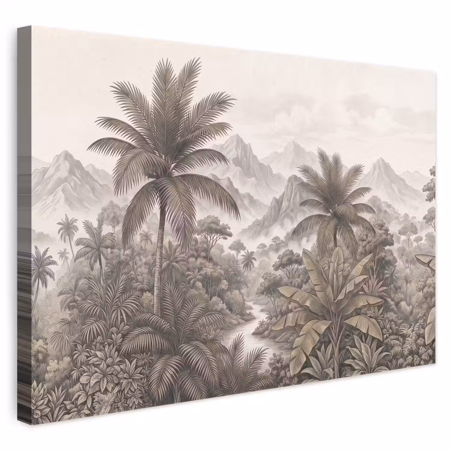 Natuur - Bergen - Rivier - Tropisch - Vintage canvas 2cm klein -3d