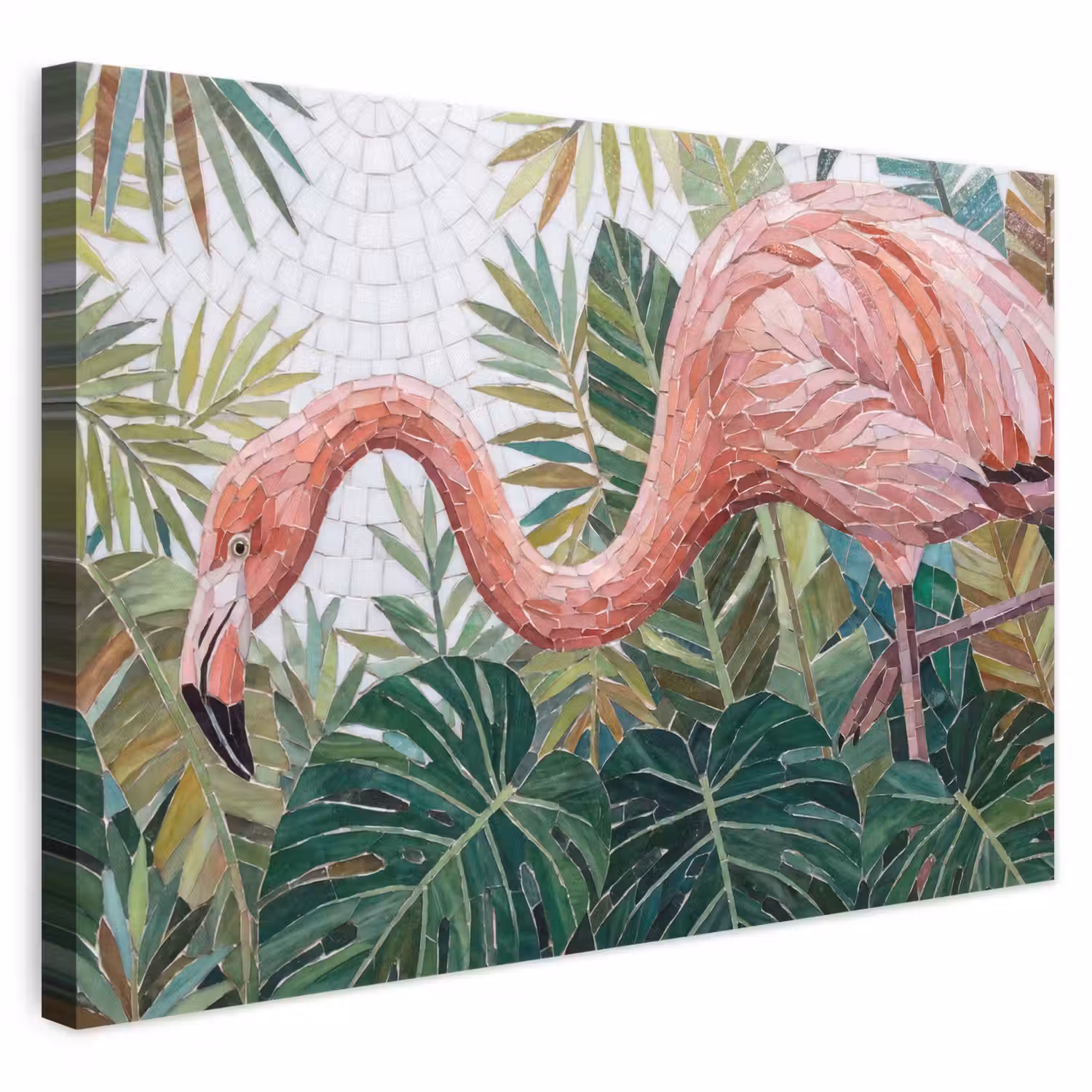 Natuur - Bladeren - Abstract - Groen - Vogel canvas 2cm klein -3d