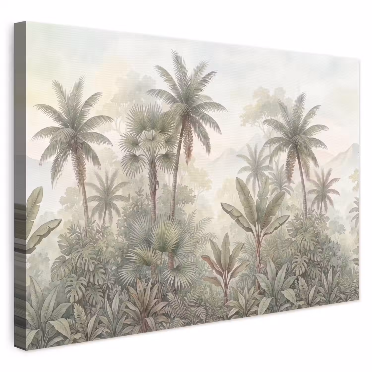 Natuur - Tropisch bos - Landschap - Aquarel - Groen canvas 2cm klein -3d