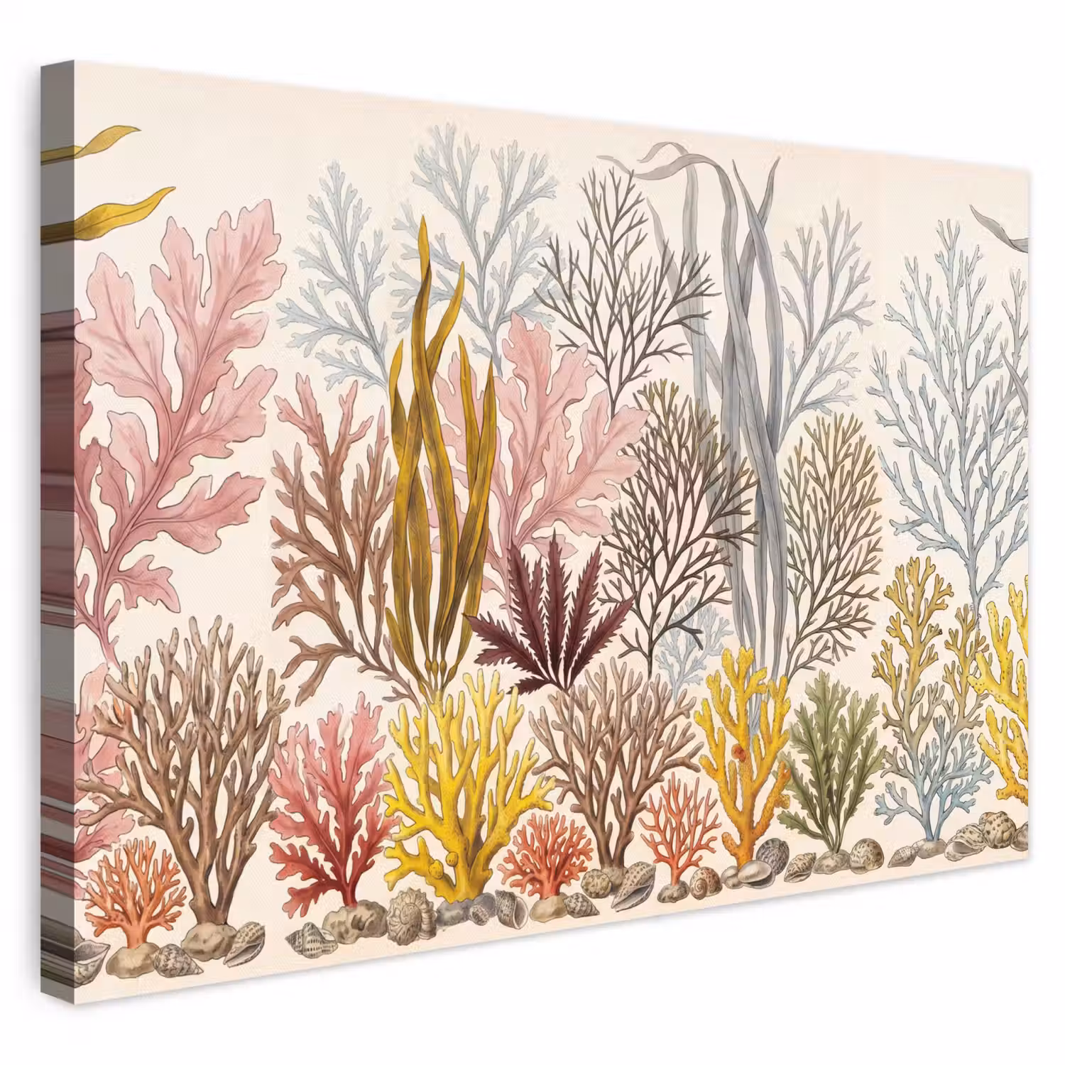 Natuur - Onderwater - Botanisch - Vintage - Kleurrijk canvas 2cm klein -3d