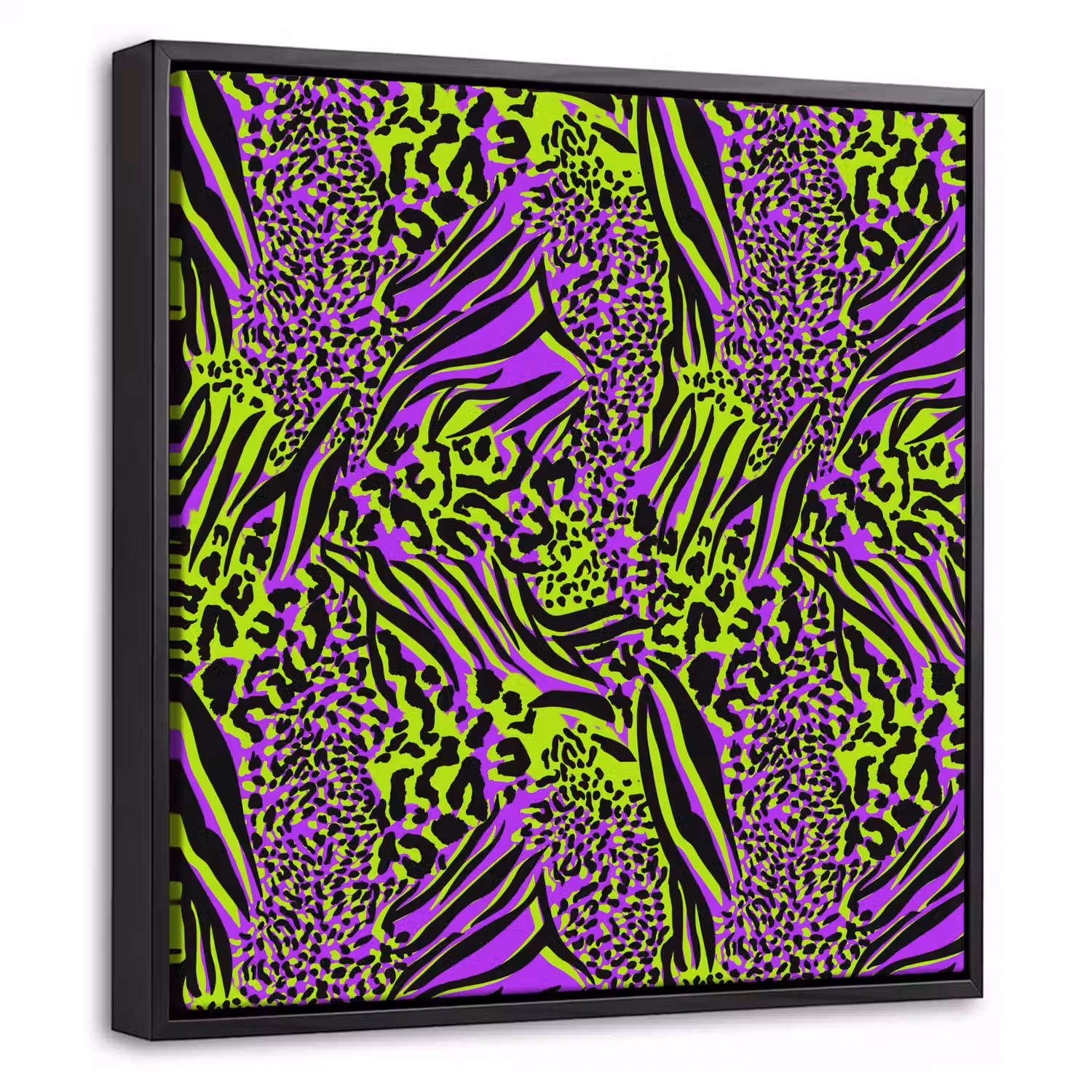 Neon - Paars - Dieren - Patroon Canvas met baklijst klein 1124 -threedimensional_3d_global