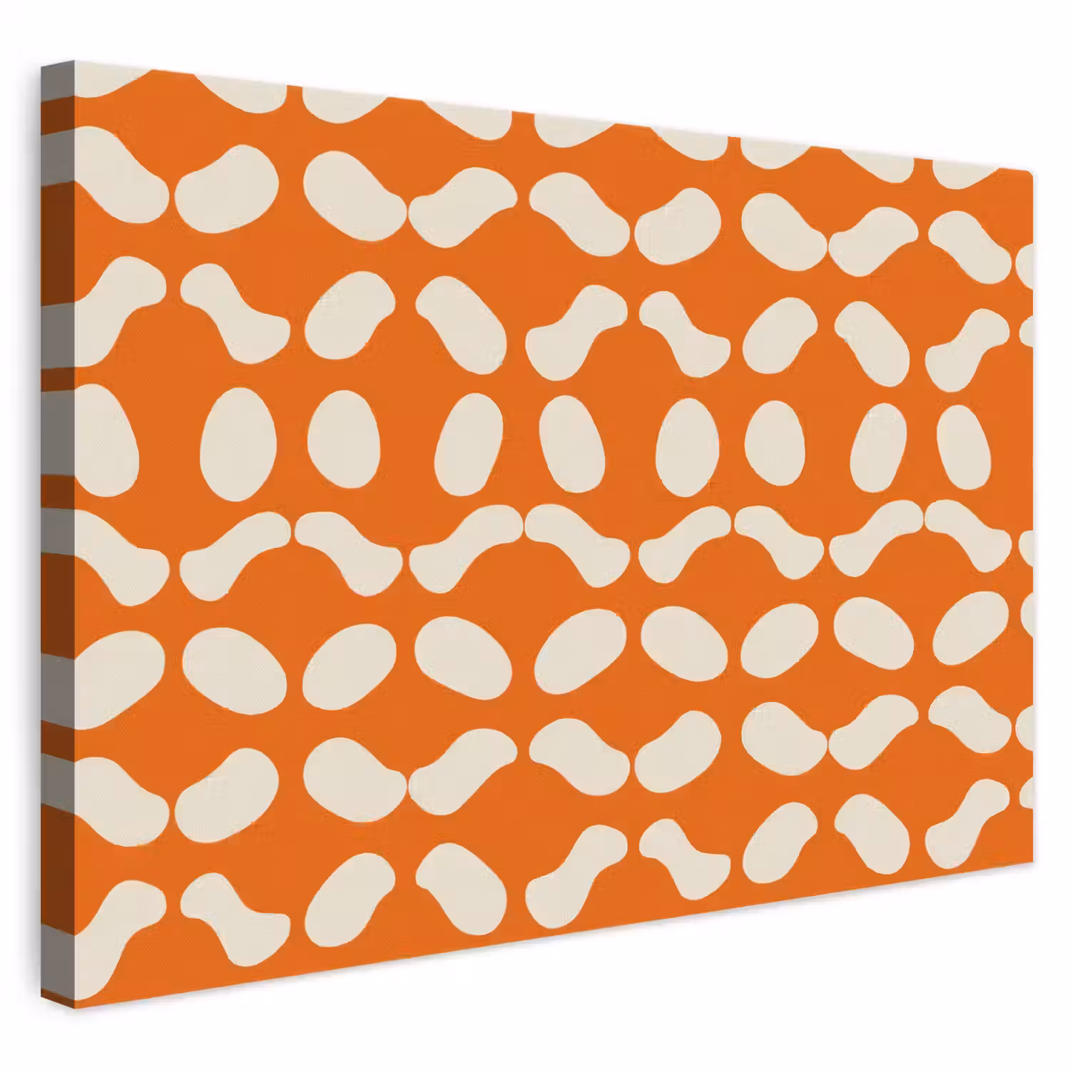 Oranje - Organische vormen - Wit canvas 2cm klein 34 -3d
