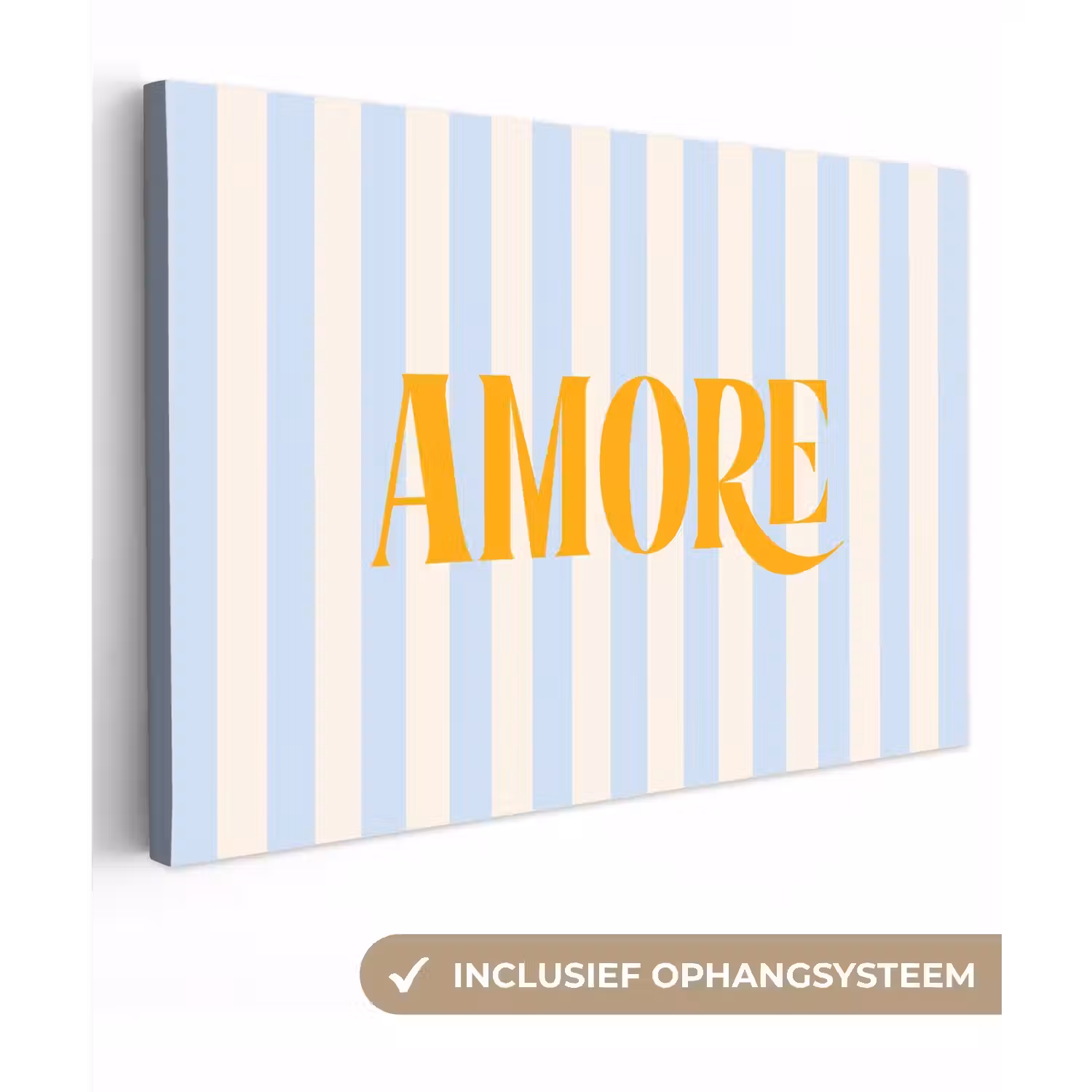 Oranje - Blauw - Strepen - Amore canvas 2cm klein -3d
