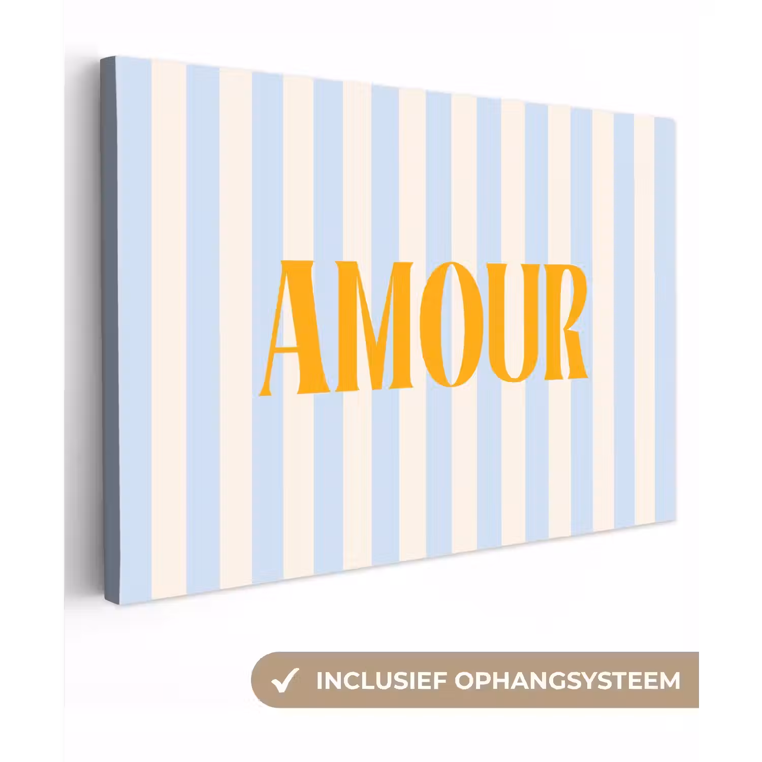 Oranje - Blauw - Strepen - Amour canvas 2cm klein -3d