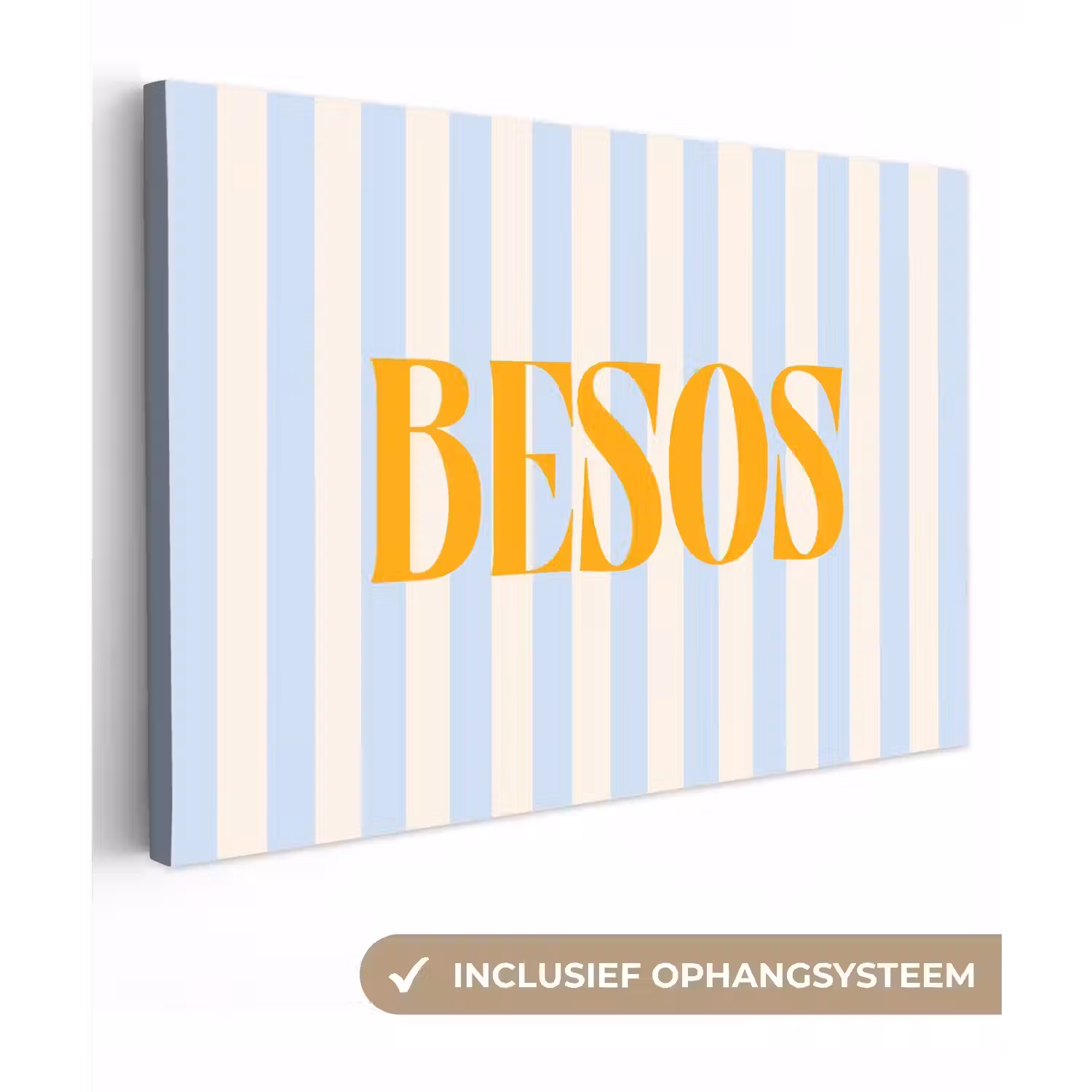 Oranje - Blauw - Strepen - Besos canvas 2cm klein -3d