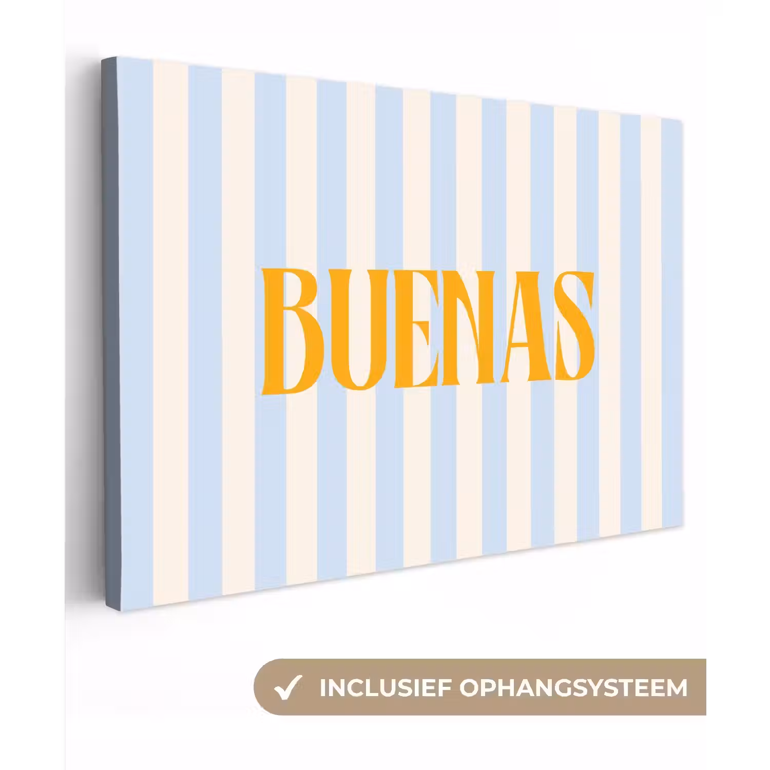 Oranje - Blauw - Strepen - Buenas canvas 2cm klein -3d