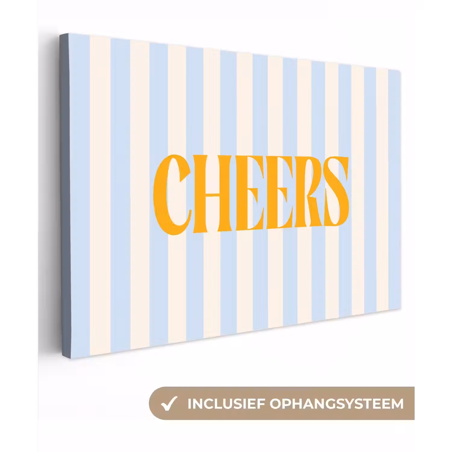 Oranje - Blauw - Strepen - Cheers canvas 2cm klein -3d