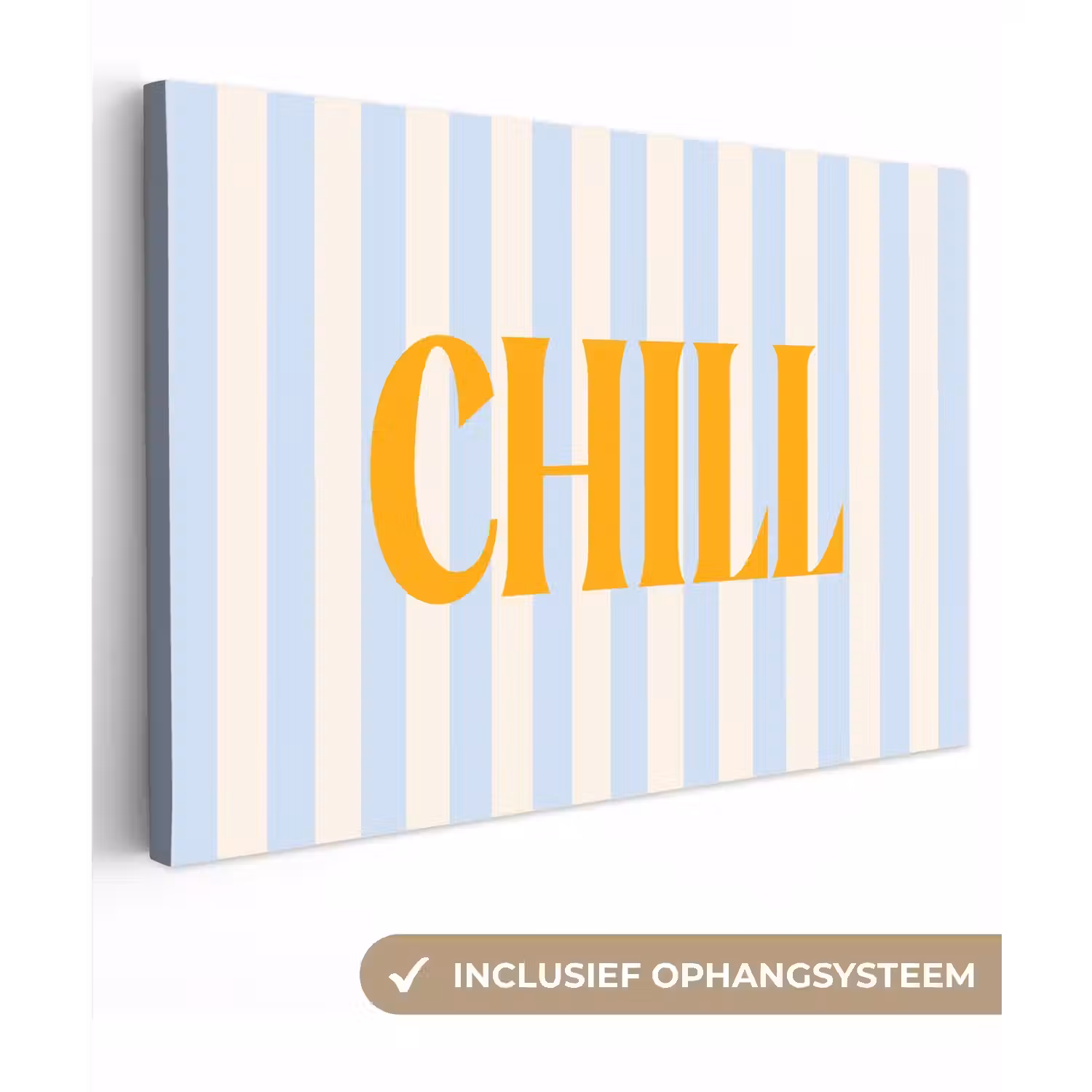 Oranje - Blauw - Strepen - Chill canvas 2cm klein -3d