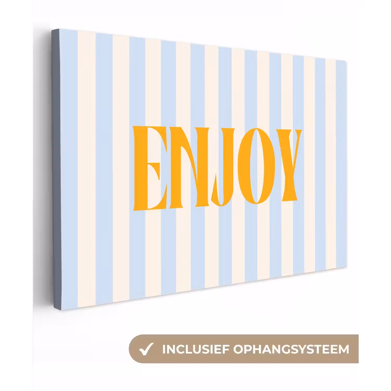 Oranje - Blauw - Strepen - Enjoy canvas 2cm klein -3d