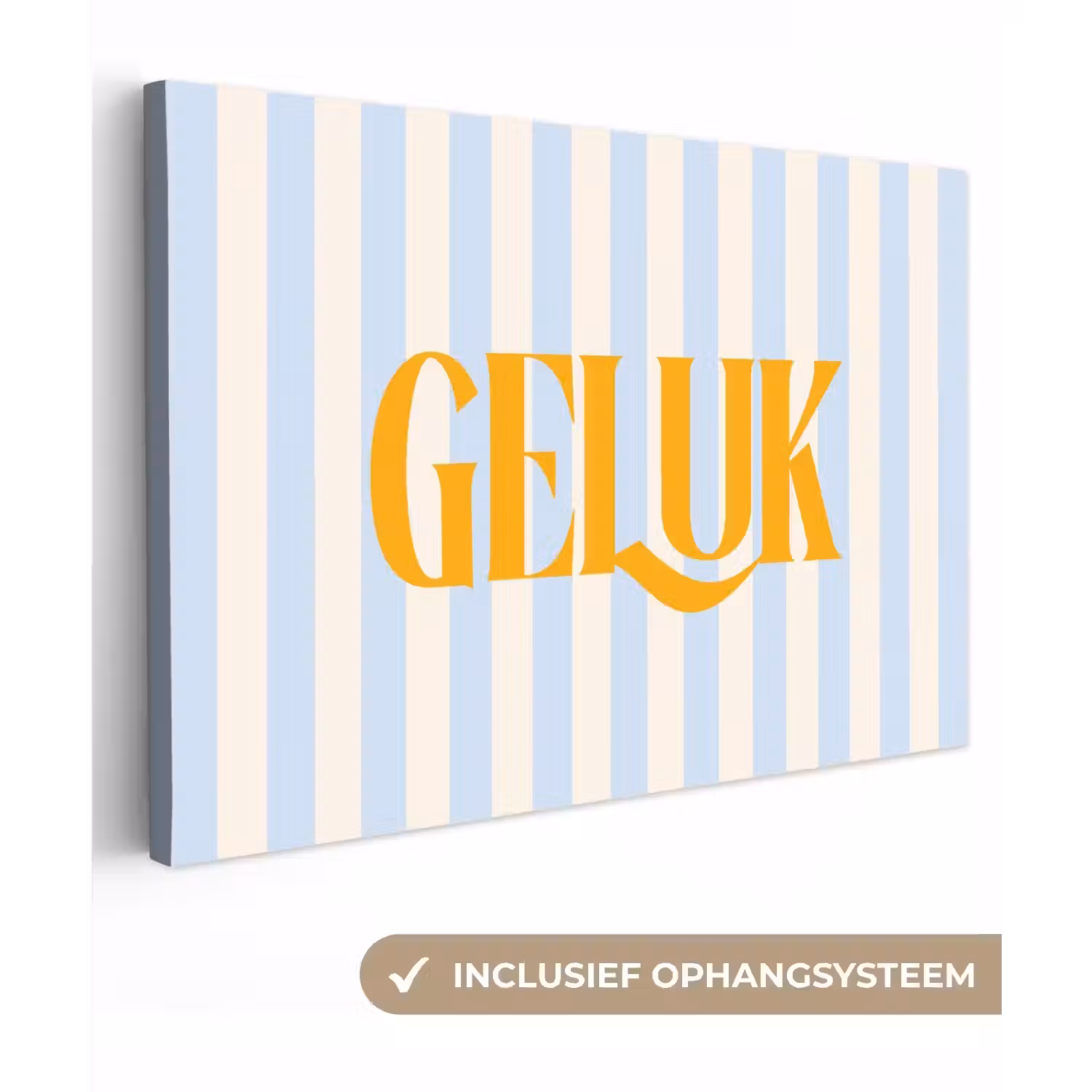 Oranje - Blauw - Strepen - Geluk canvas 2cm klein -3d