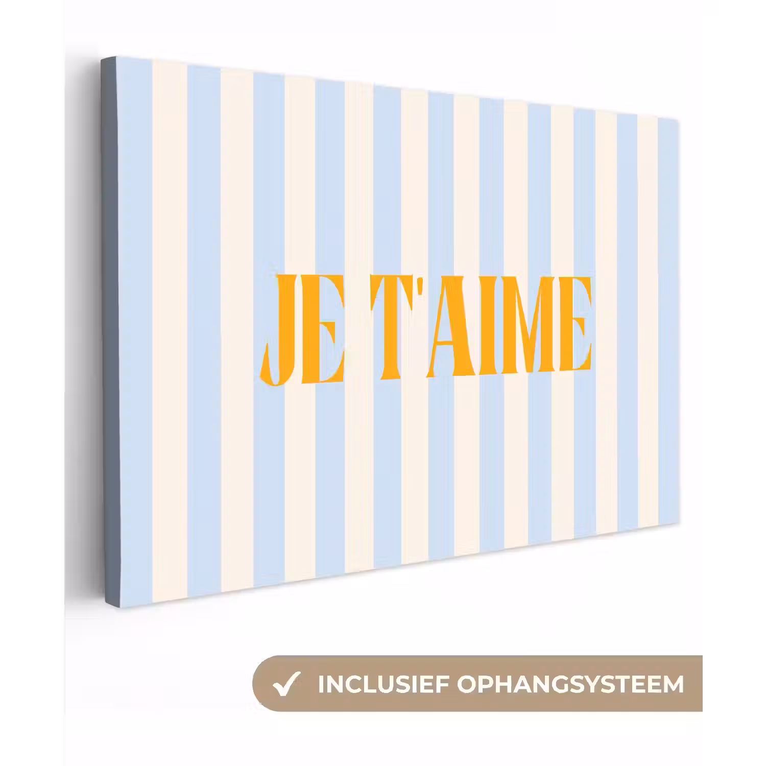 Oranje - Blauw - Strepen - Je t'aime canvas 2cm klein -3d