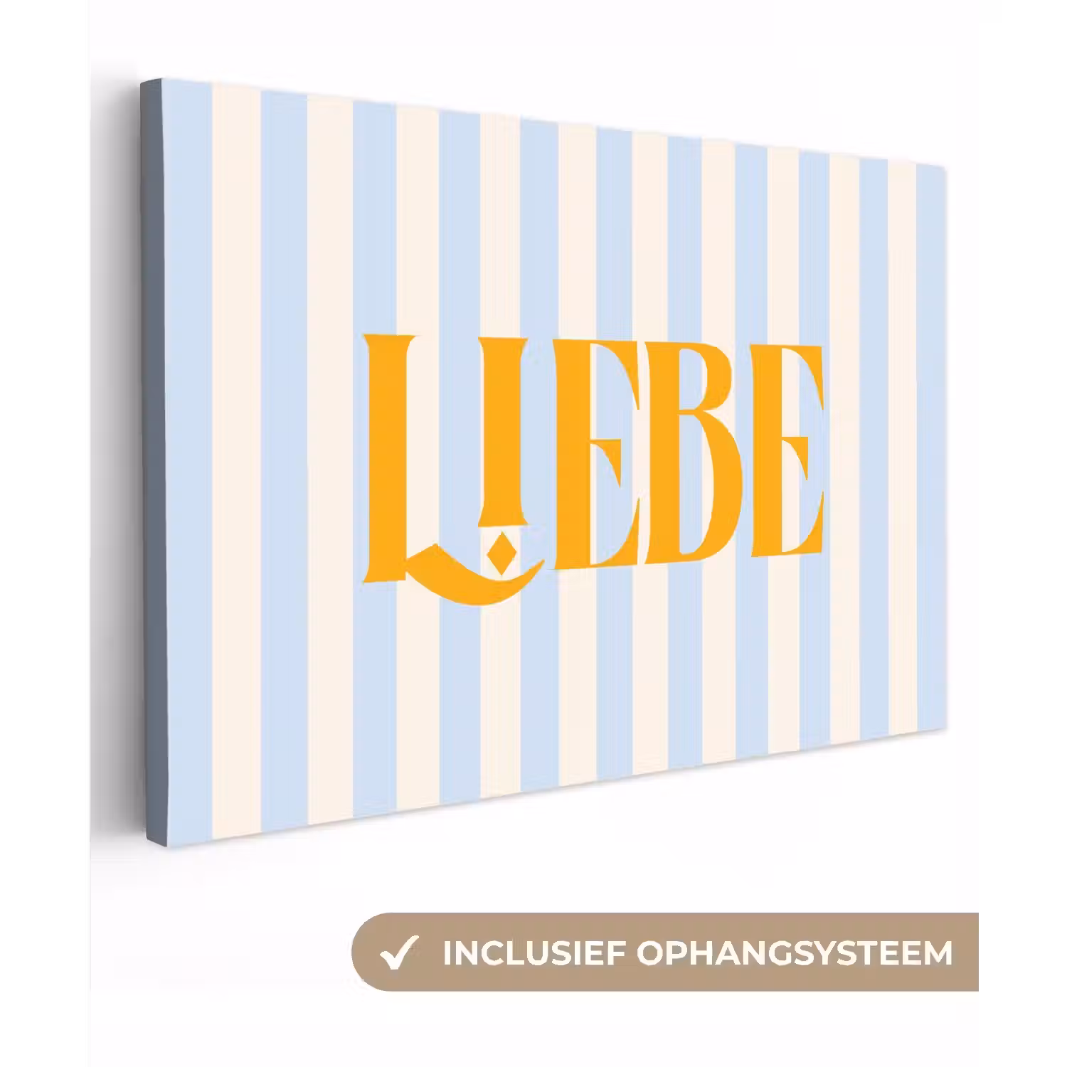Oranje - Blauw - Strepen - Liebe canvas 2cm klein -3d