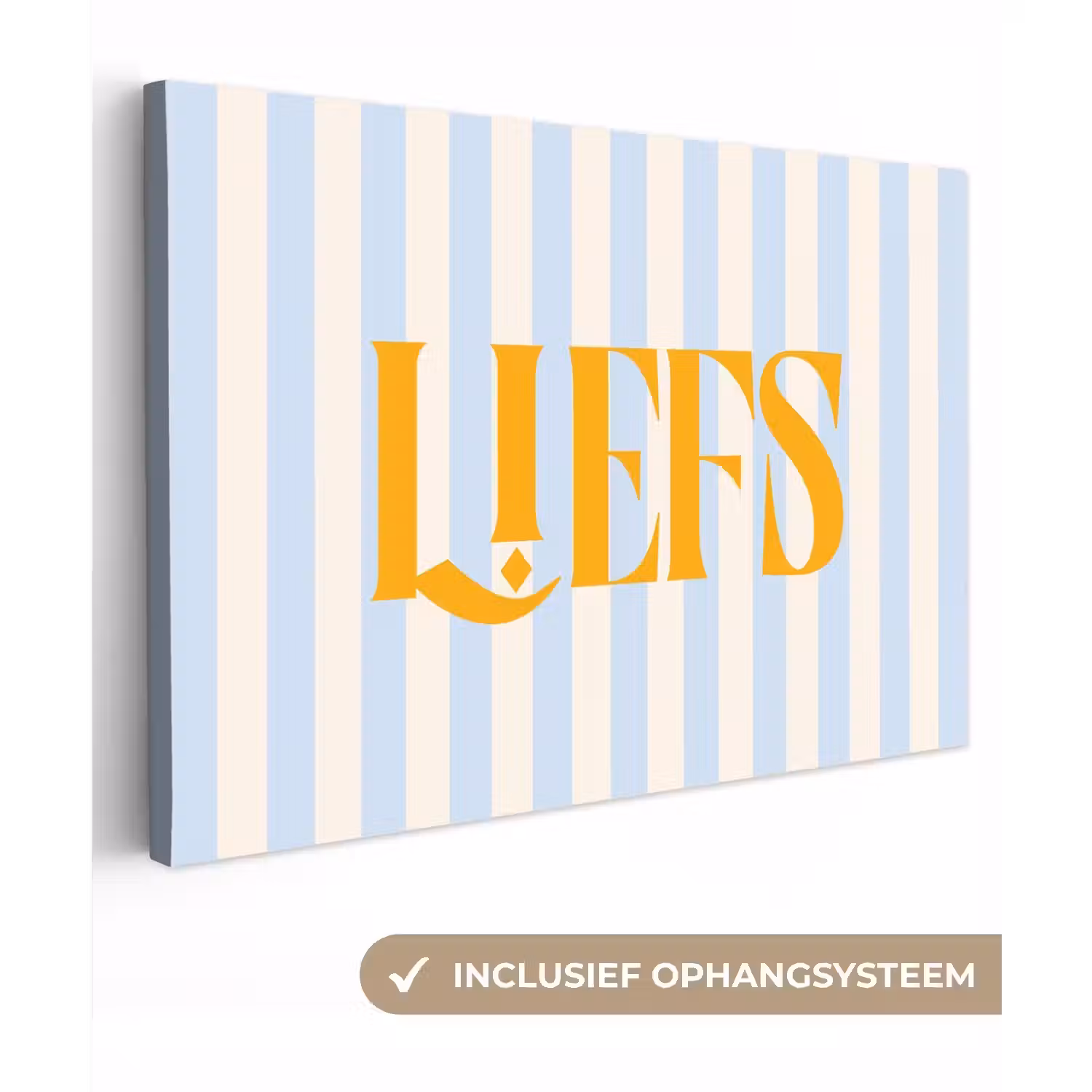Oranje - Blauw - Strepen - Liefs canvas 2cm klein -3d