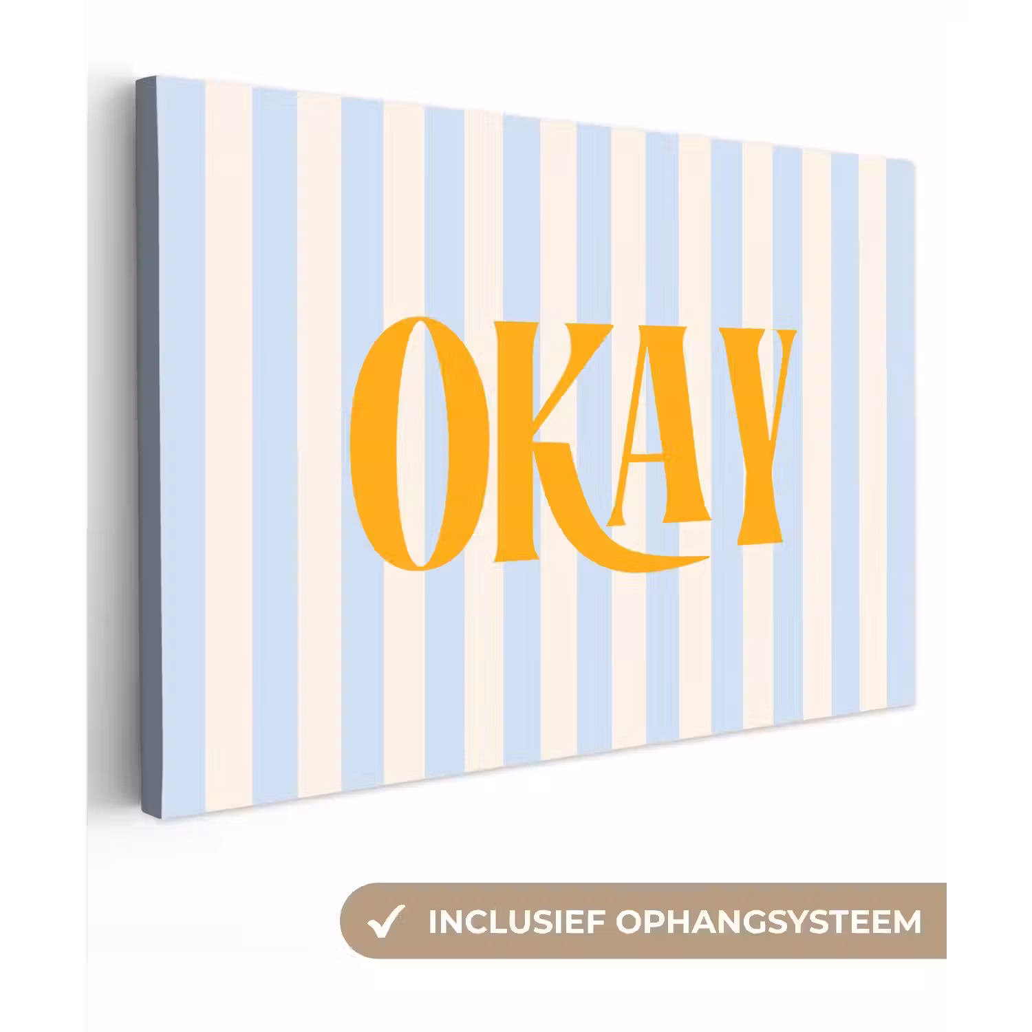 Oranje - Blauw - Strepen - Okay canvas 2cm klein -3d