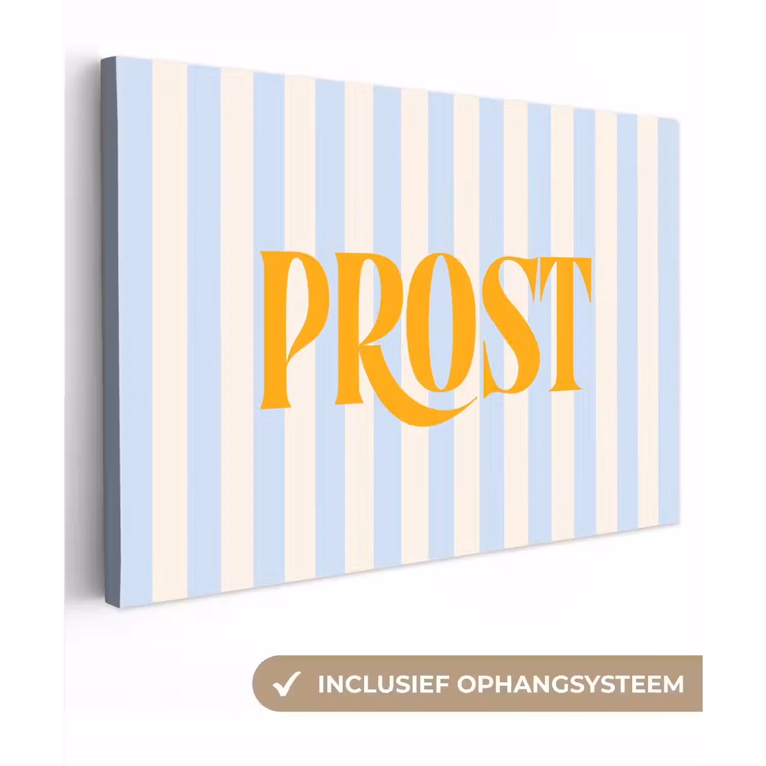 Oranje - Blauw - Strepen - Prost canvas 2cm klein -3d
