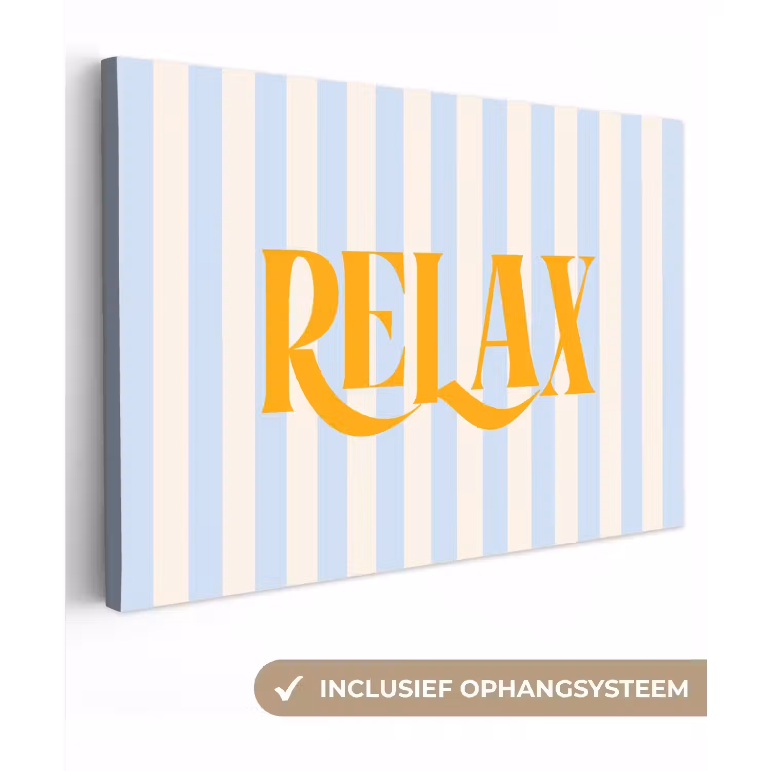 Oranje - Blauw - Strepen - Relax canvas 2cm klein -3d