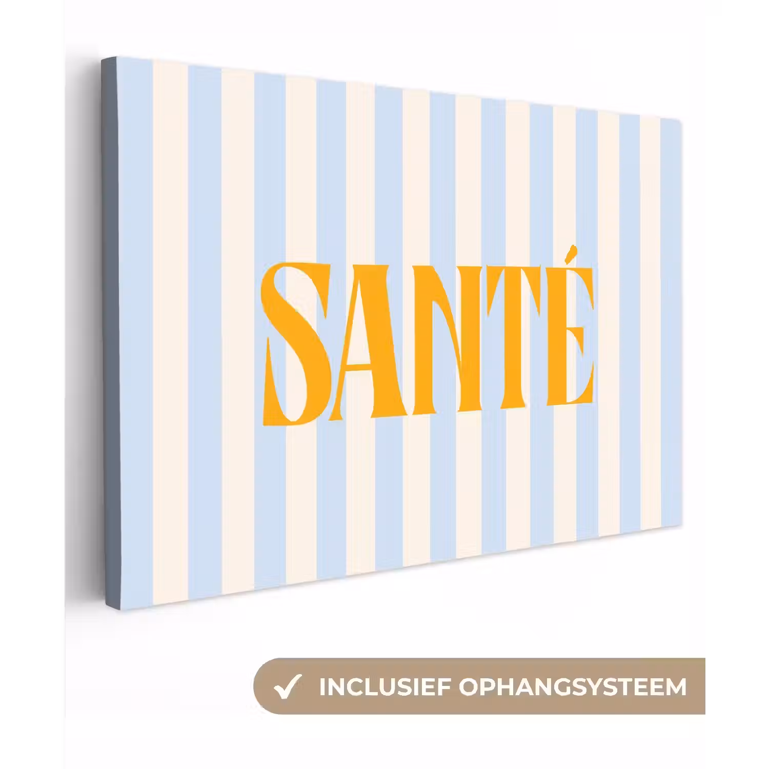 Oranje - Blauw - Strepen - Santé canvas 2cm klein -3d
