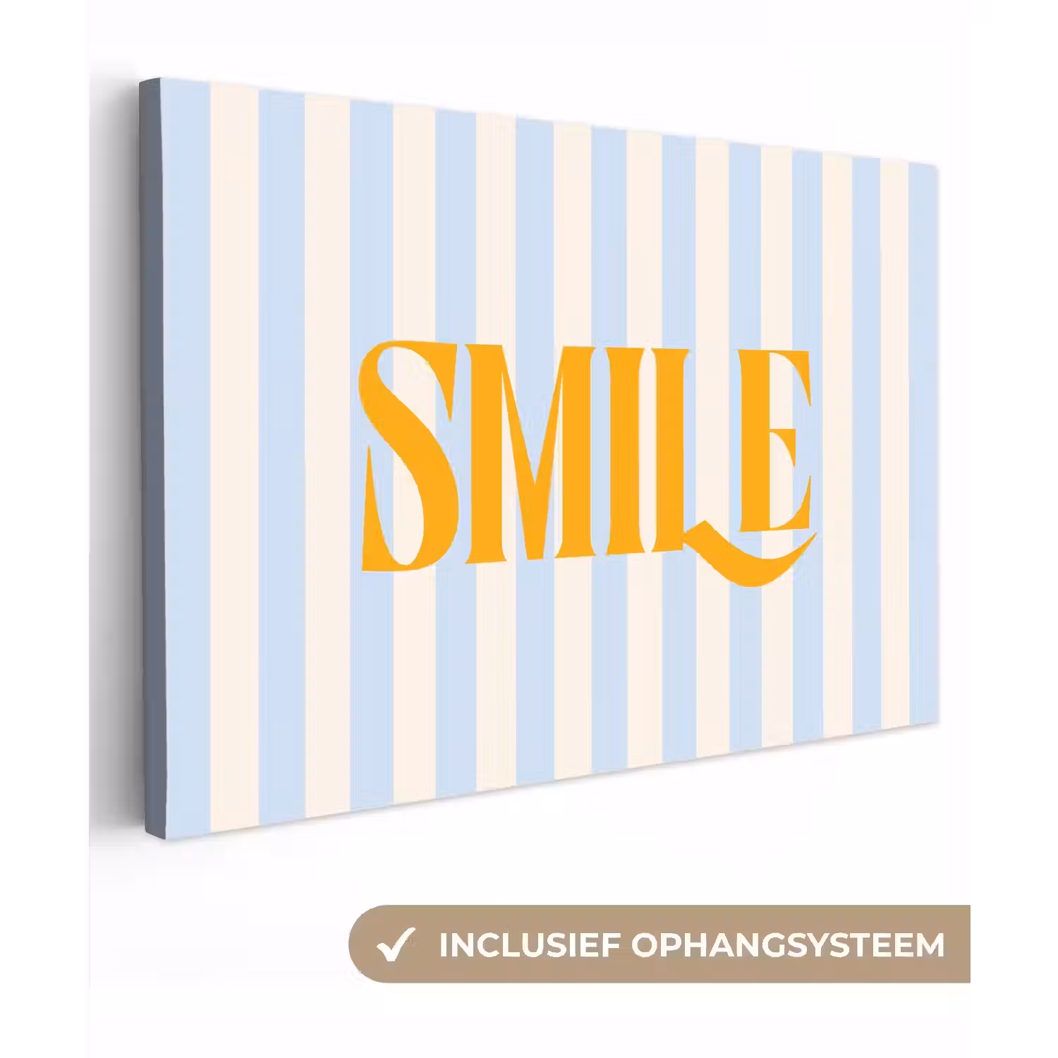 Oranje - Blauw - Strepen - Smile canvas 2cm klein -3d