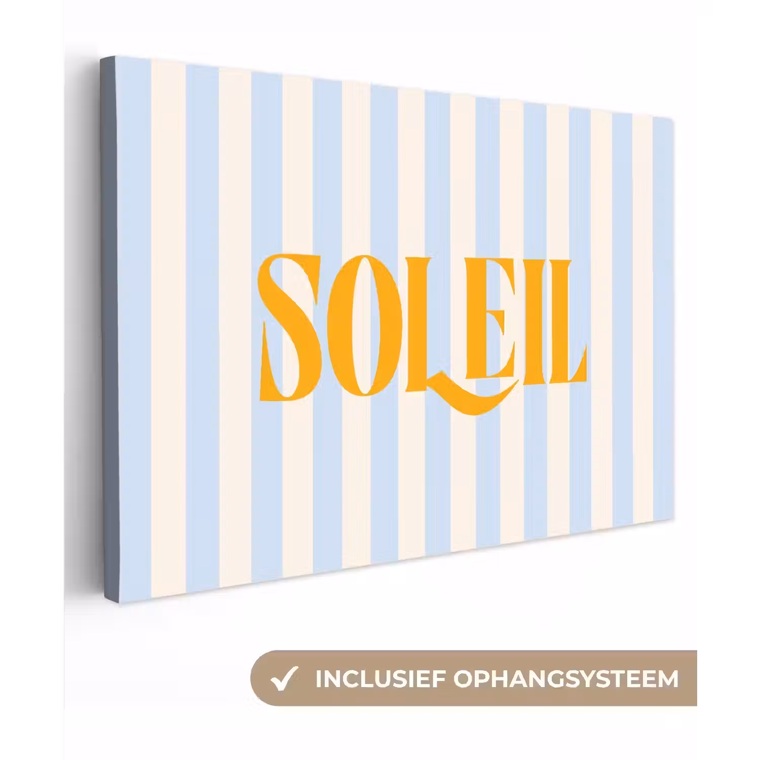 Oranje - Blauw - Strepen - Soleil canvas 2cm klein -3d