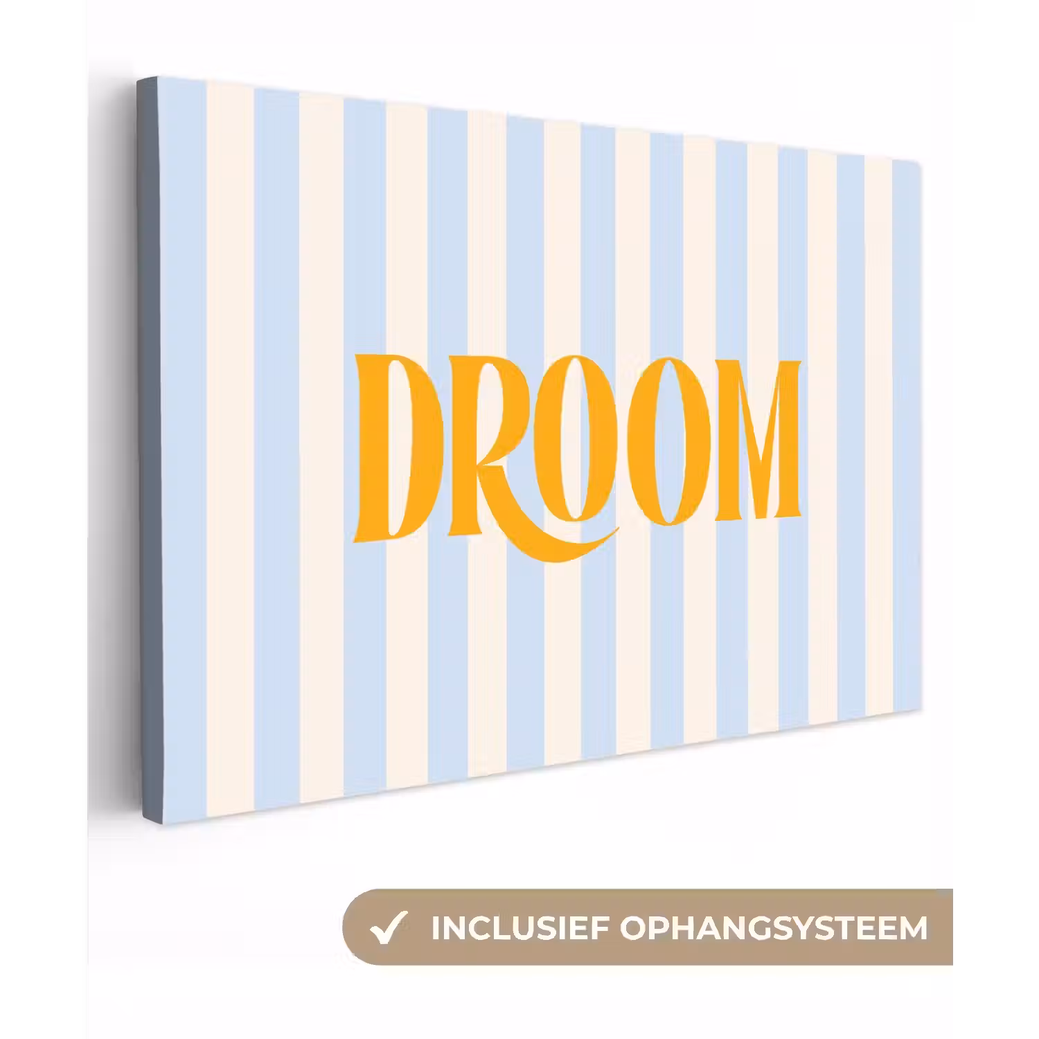 Oranje - Blauw - Strepen - Droom canvas 2cm klein -3d