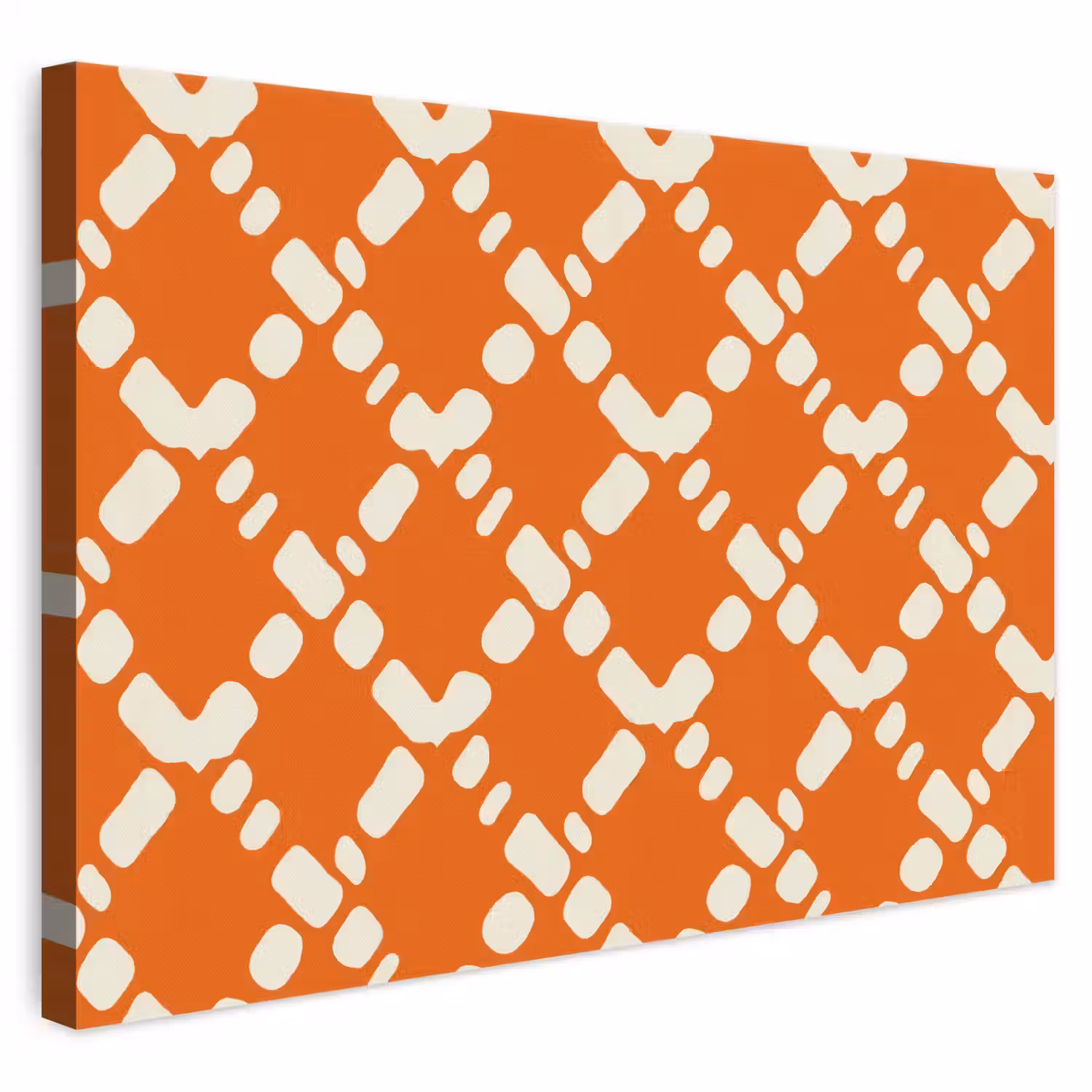 Oranje - Ruitpatroon - Wit canvas 2cm klein 34 -3d