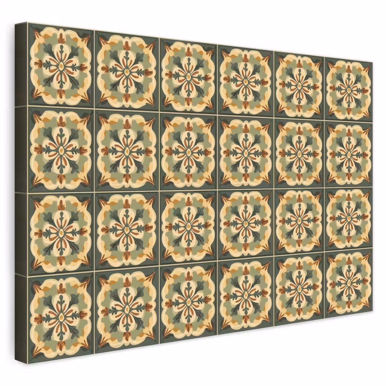 Ornament - Patroon - Groen canvas 2cm klein 34 -3d