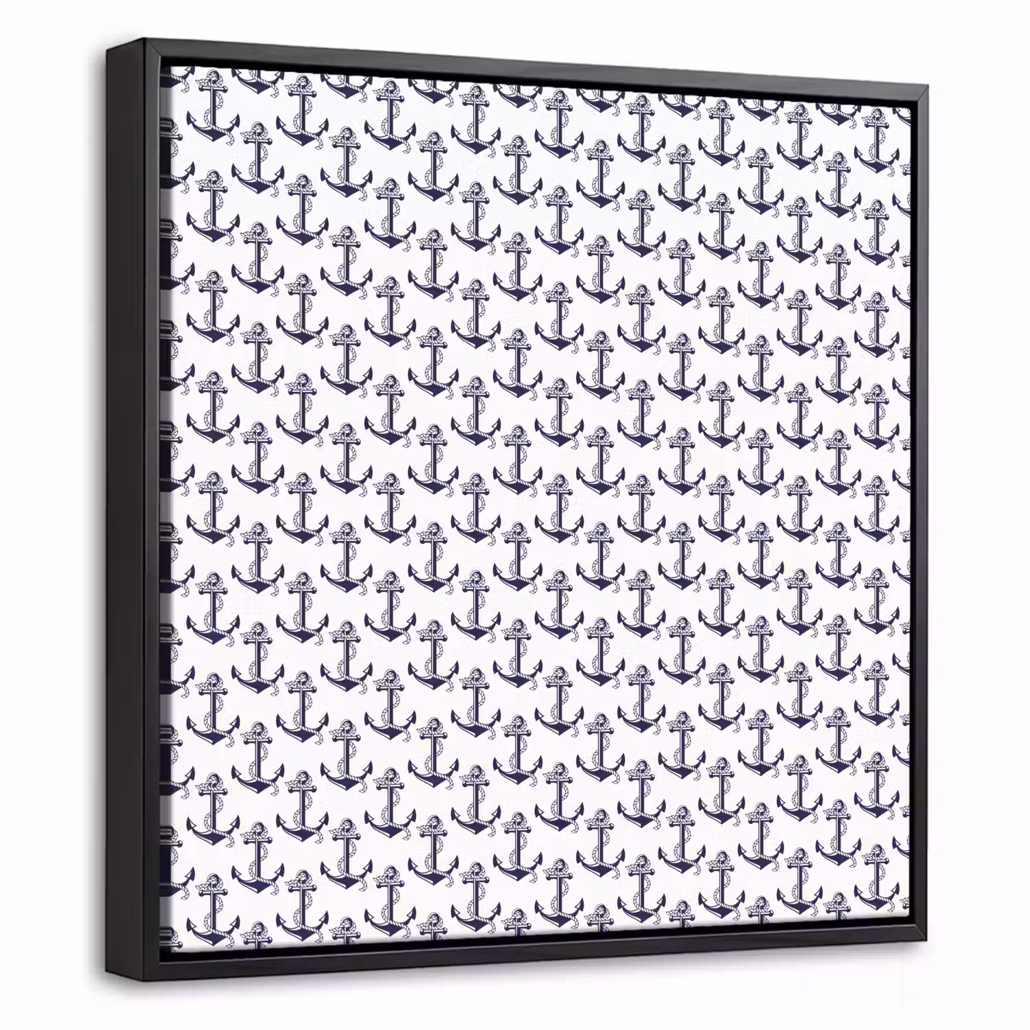 Oceaan - Anker - Blauw - Wit Canvas met baklijst klein 1124 -threedimensional_3d_global