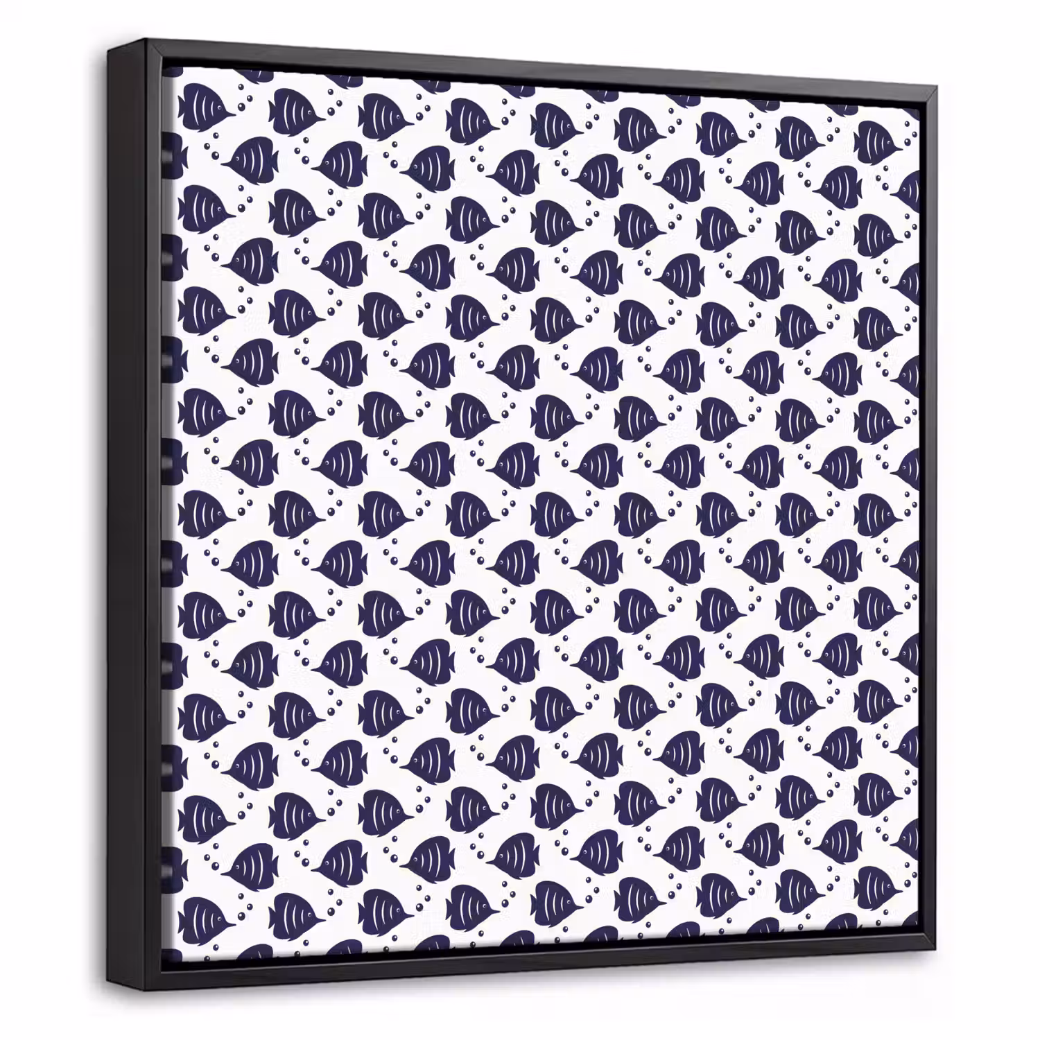 Oceaan - Vis - Blauw - Wit Canvas met baklijst klein 1124 -threedimensional_3d_global