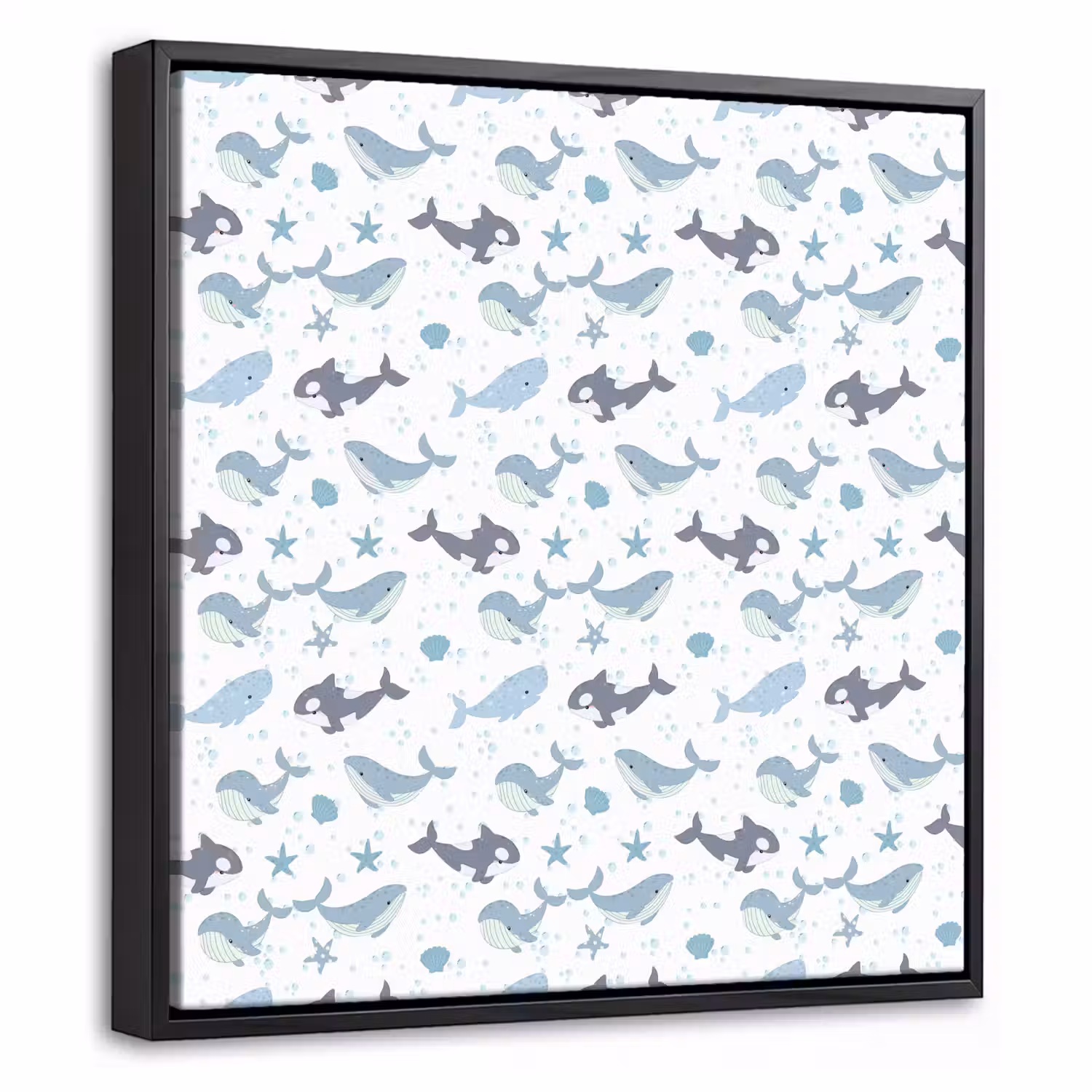 Oceaan - Walvis - Orka - Blauw Canvas met baklijst klein 1124 -threedimensional_3d_global