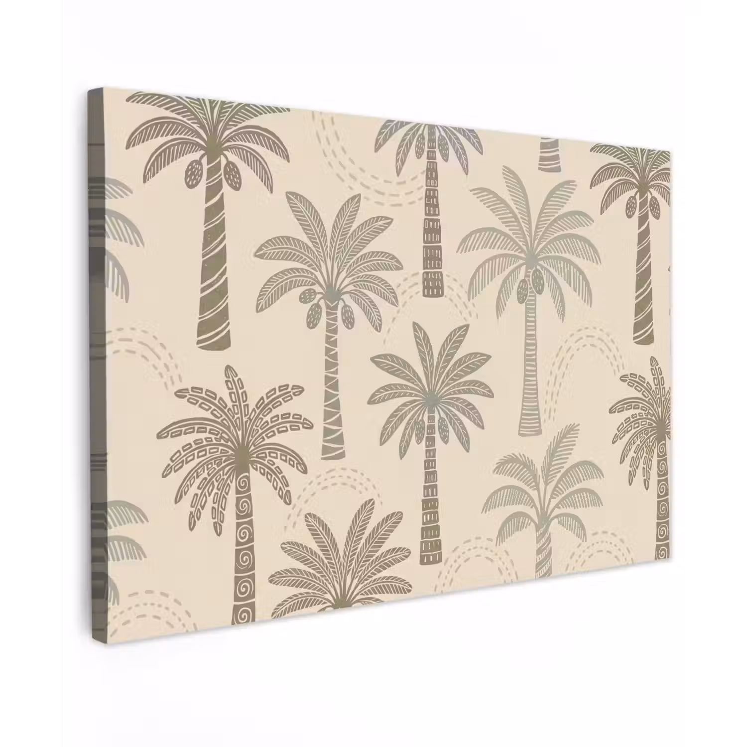 Palmbomen - Patroon - Tropisch - Beige canvas 2cm klein -z3d