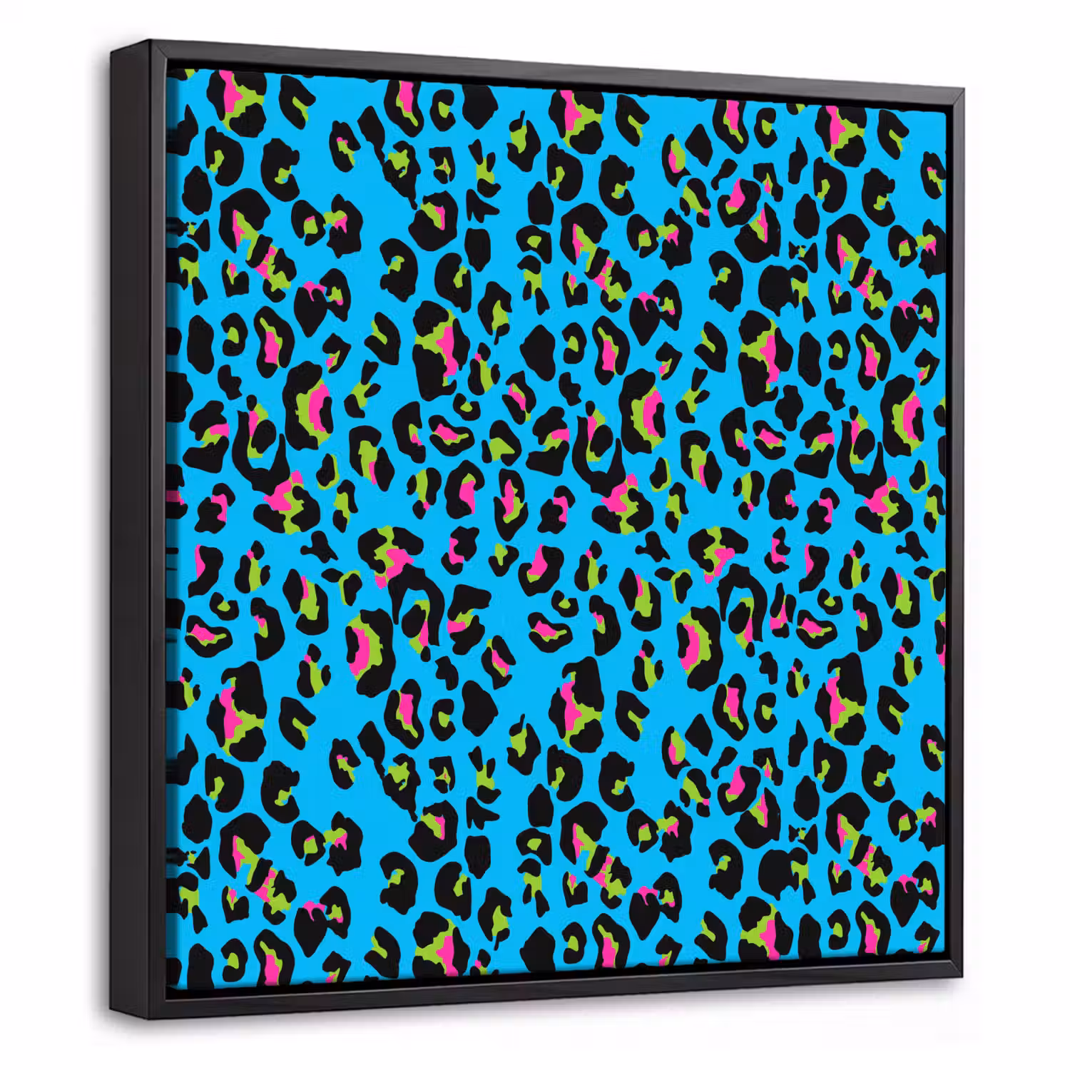 Panter - Blauw - Neon Canvas met baklijst klein 1124 -threedimensional_3d_global