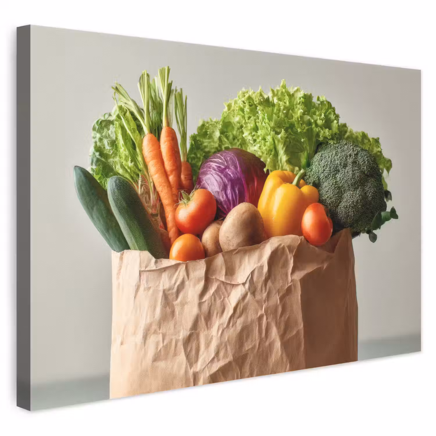 Papieren - Boodschappen - Groente - Kleurrijk canvas 2cm klein -3d
