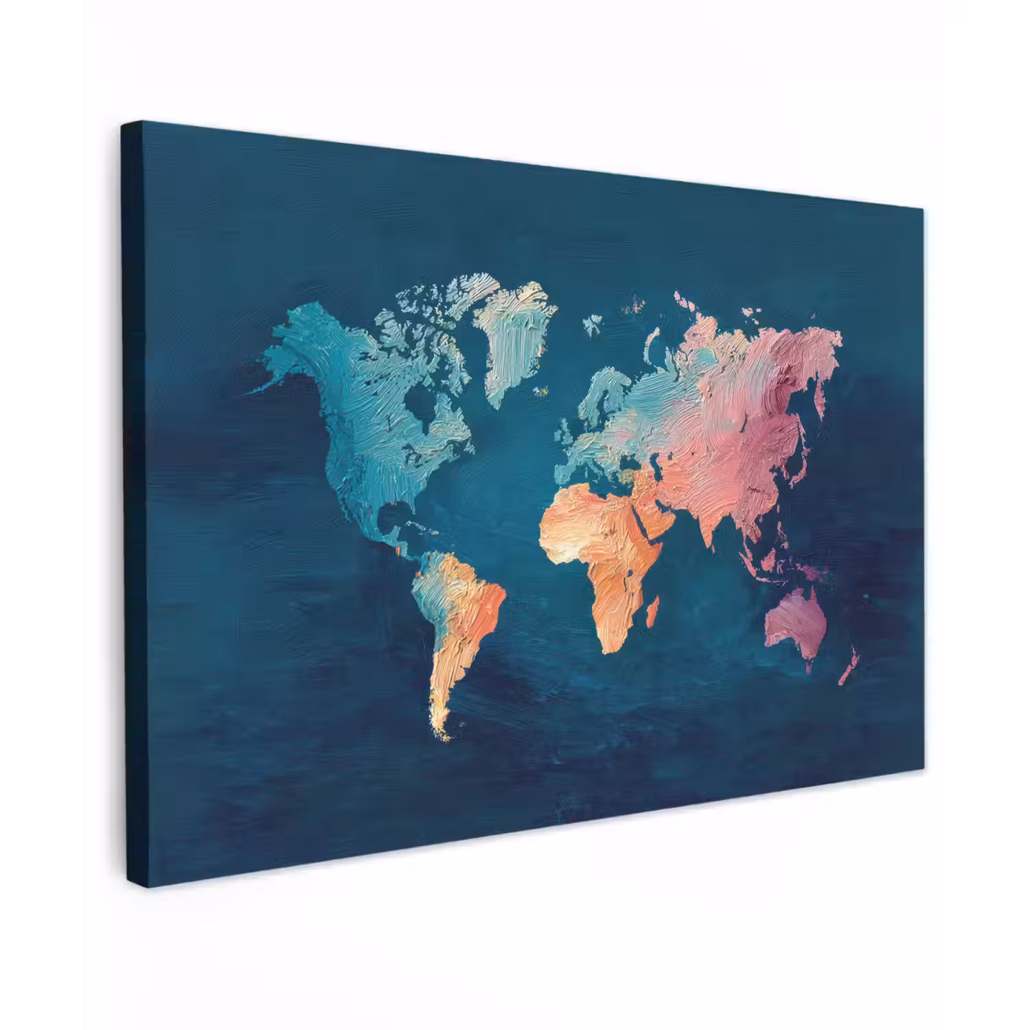 Pastel - Textuur - Wereldkaart canvas 2cm klein -z3d