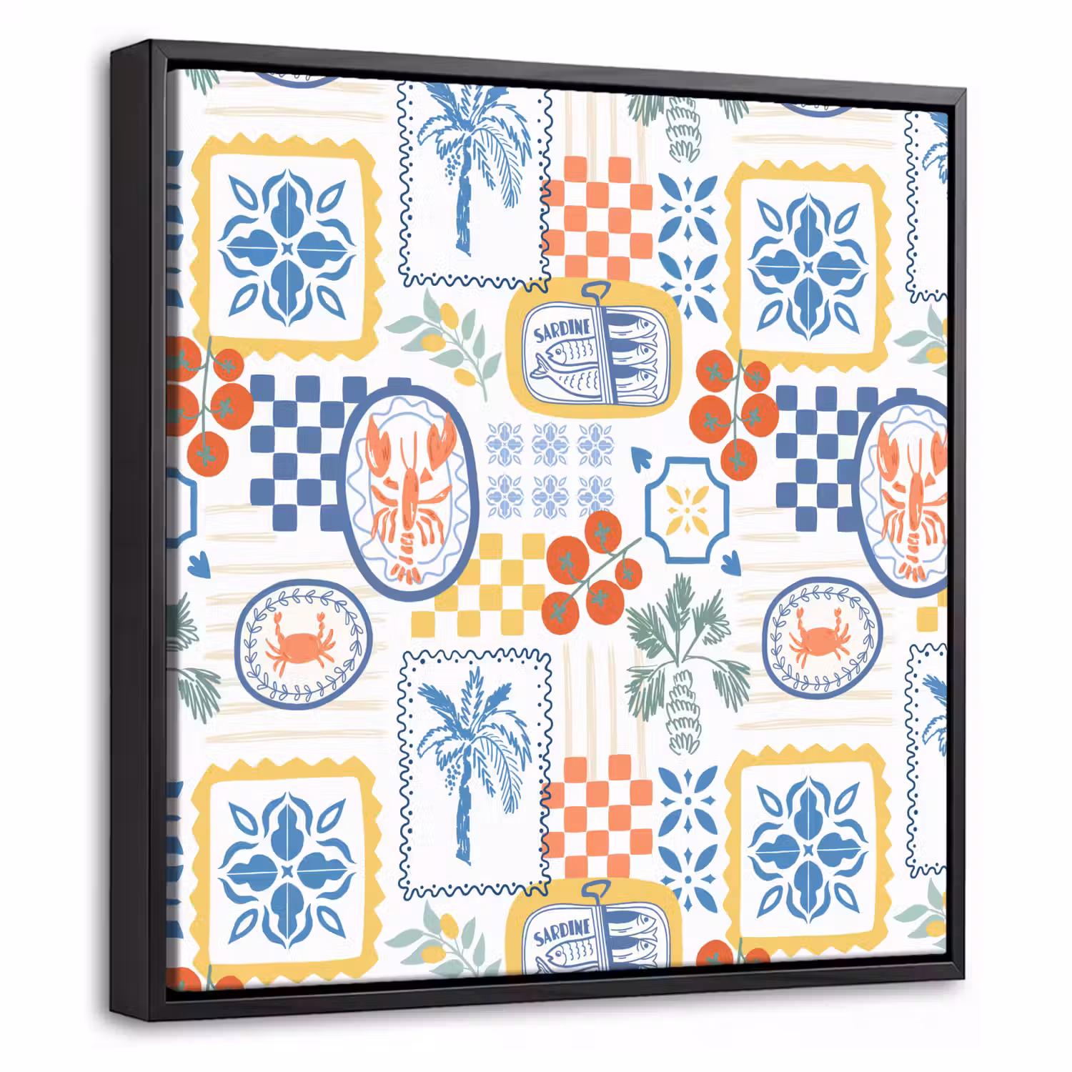 Patroon - Illustraties - Mediterraans Canvas met baklijst klein 1124 -threedimensional_3d_global