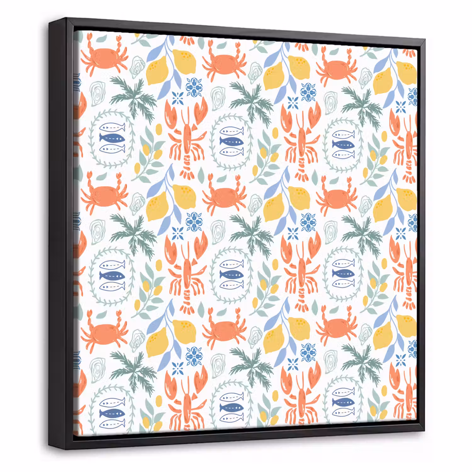 Patroon - Wit - Illustraties - Mediterraans Canvas met baklijst klein 1124 -threedimensional_3d_global