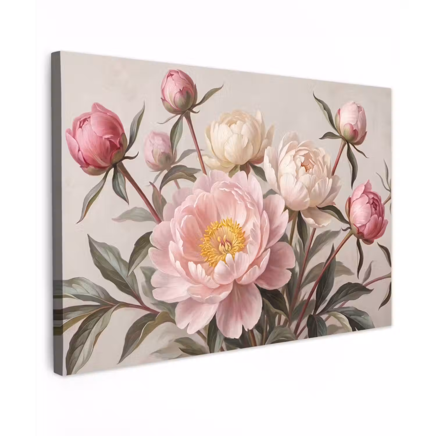 Pioenrozen - Boeket - Roze canvas 2cm klein -z3d