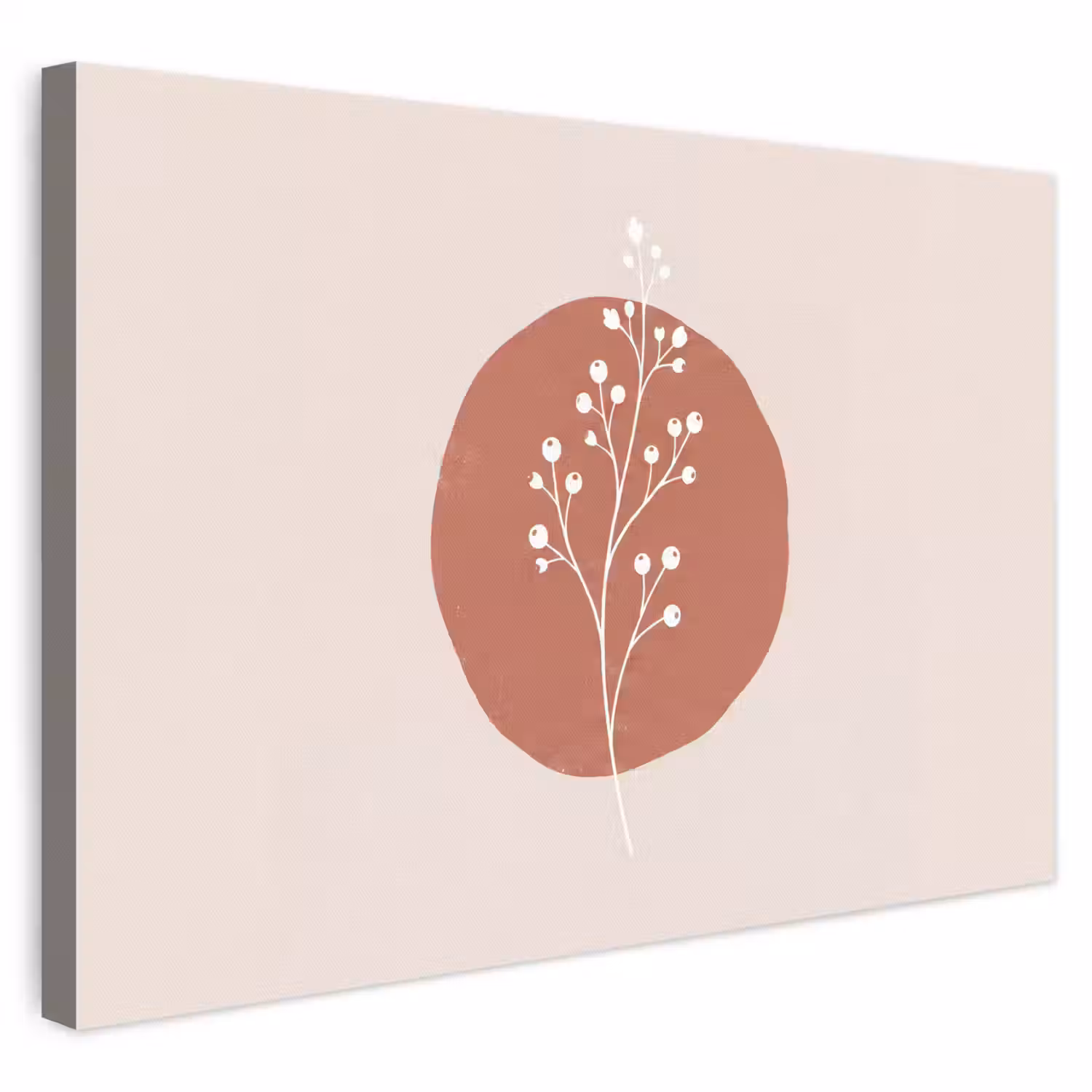 Plant - Tak - Abstract - Modern - Wit canvas 2cm klein -3d