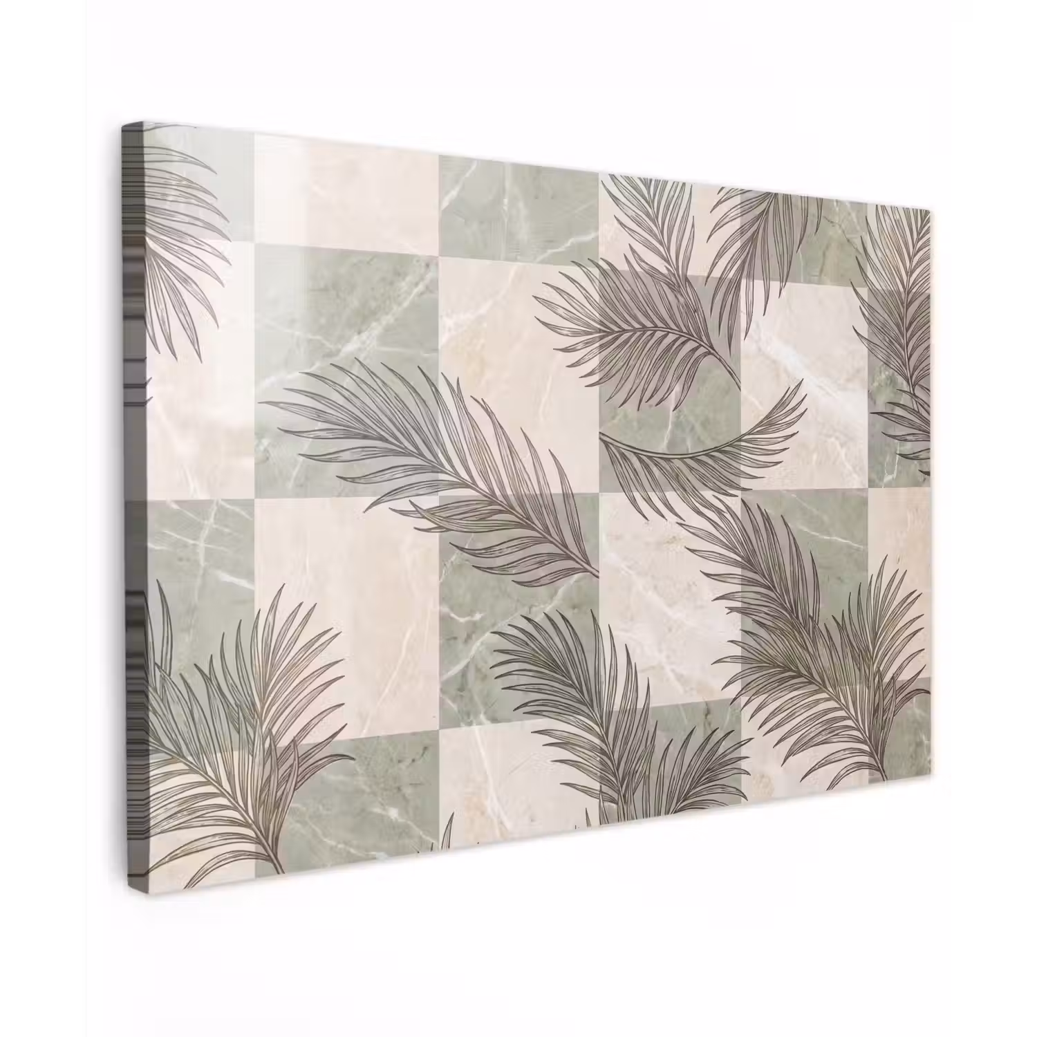 Planten - Bladeren - Marmer - Modern - Groen canvas 2cm klein -z3d