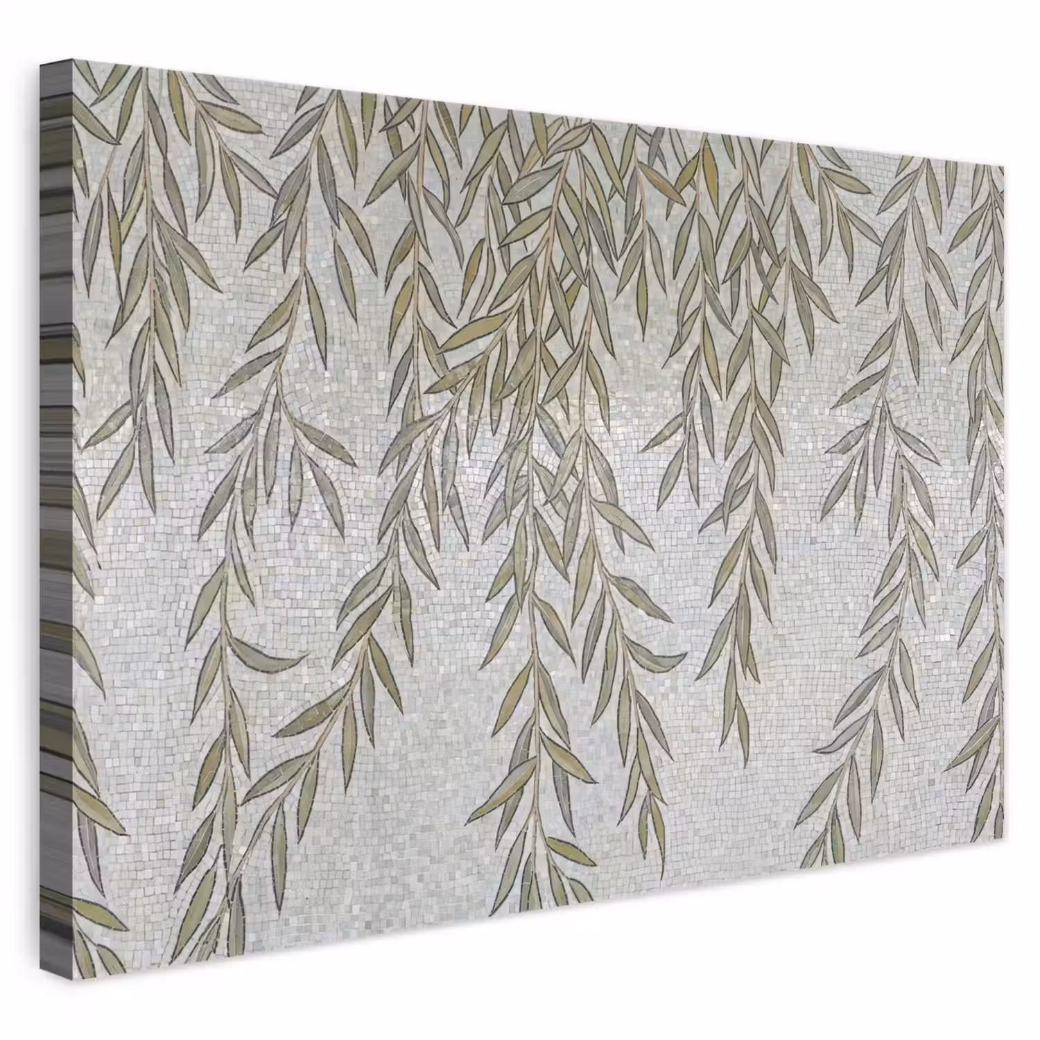 Planten - Mozaïek - Patroon - Groen - Blauw canvas 2cm klein -3d