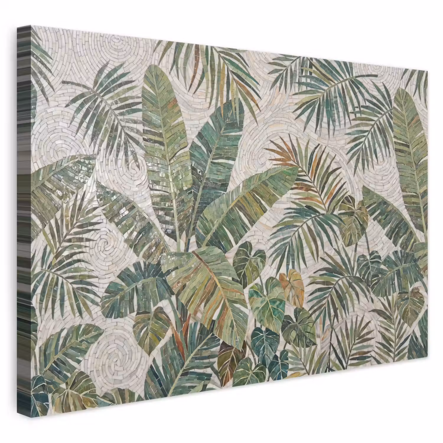 Planten - Tropisch - Mozaïek - Natuur - Groen canvas 2cm klein -3d
