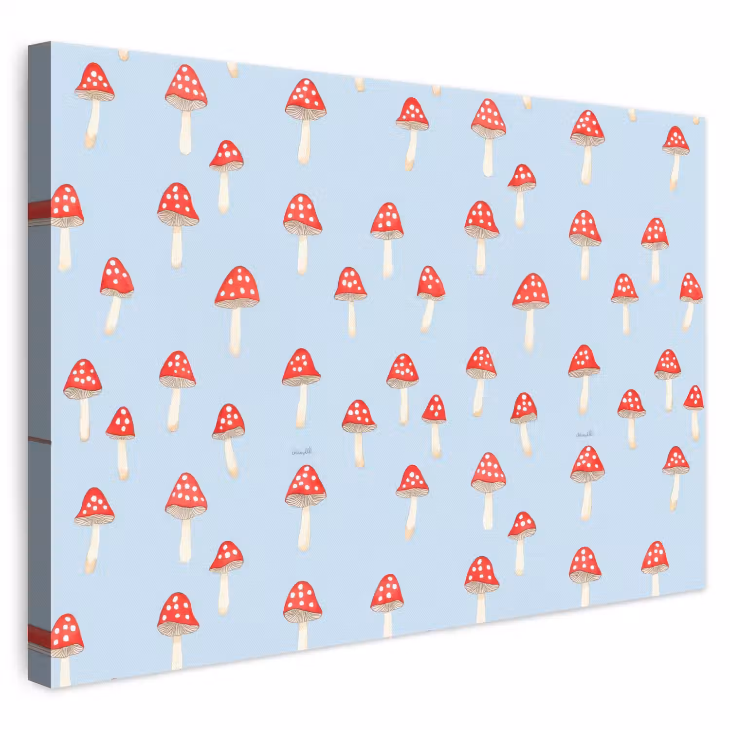Paddenstoel -Sprookje - Blauw canvas 2cm klein 34 -3d