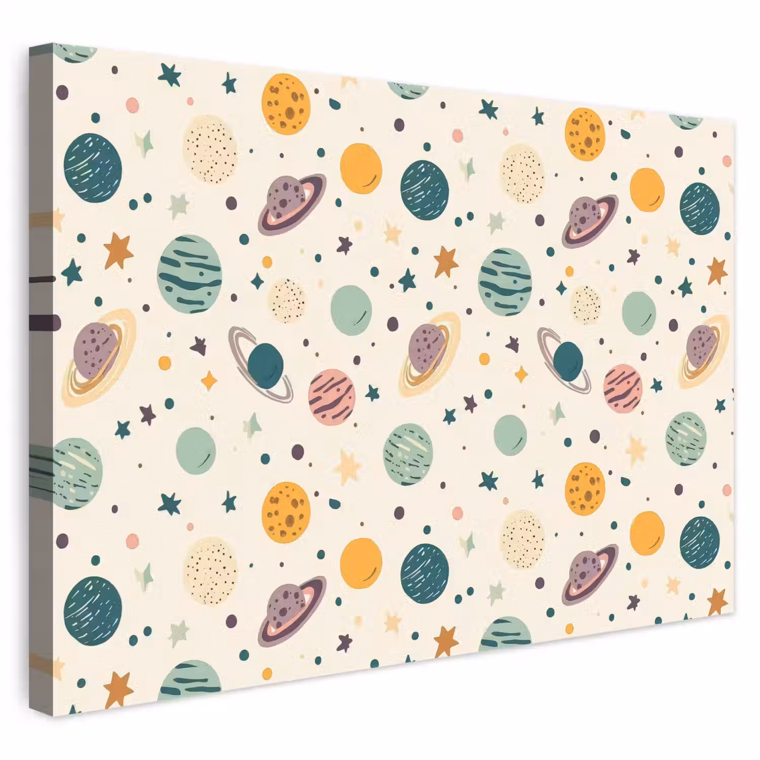 Planeten - Retro - Kleurrijk canvas 2cm klein 34 -3d