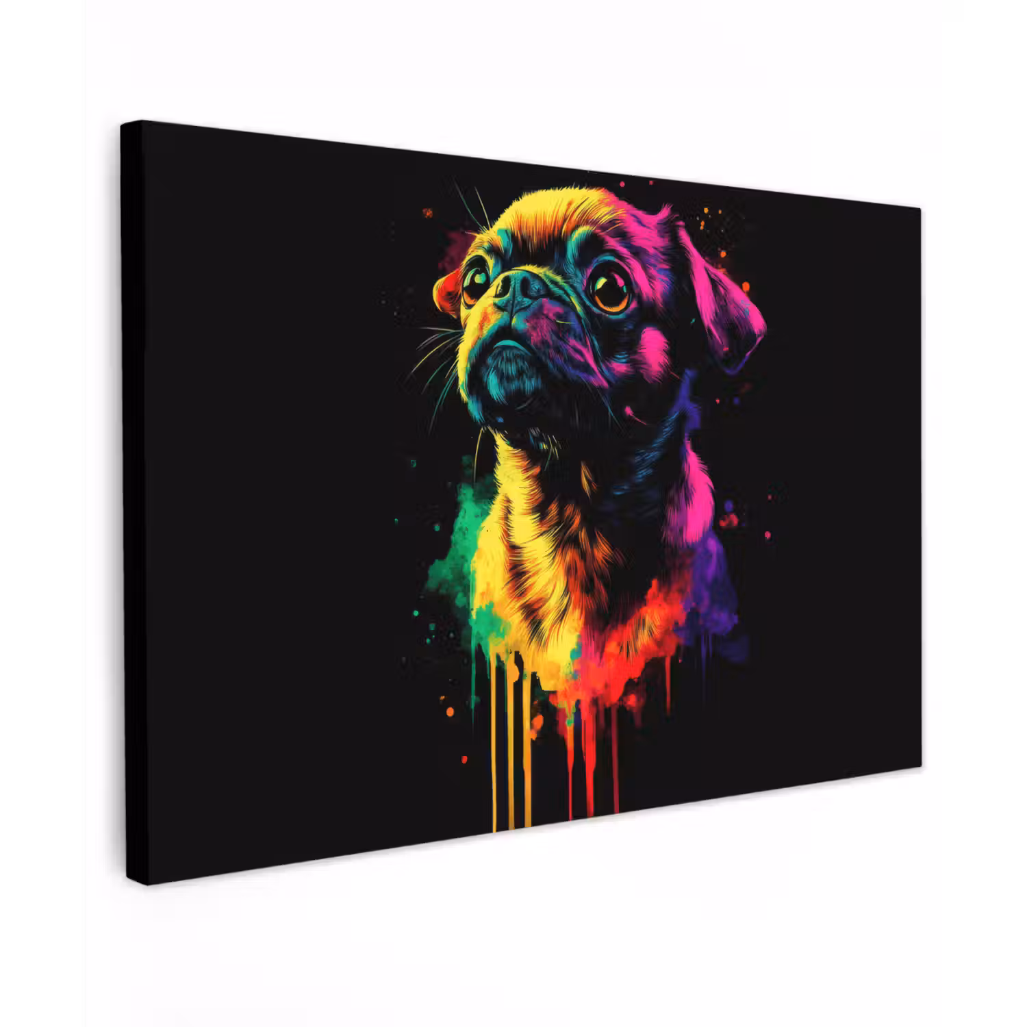 Puck - Hond - Verf - Kleuren canvas 2cm klein -z3d