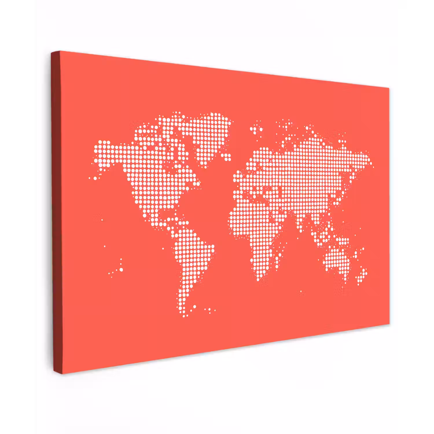 Vierkanten - Wereldkaart - Rood canvas 2cm klein -z3d