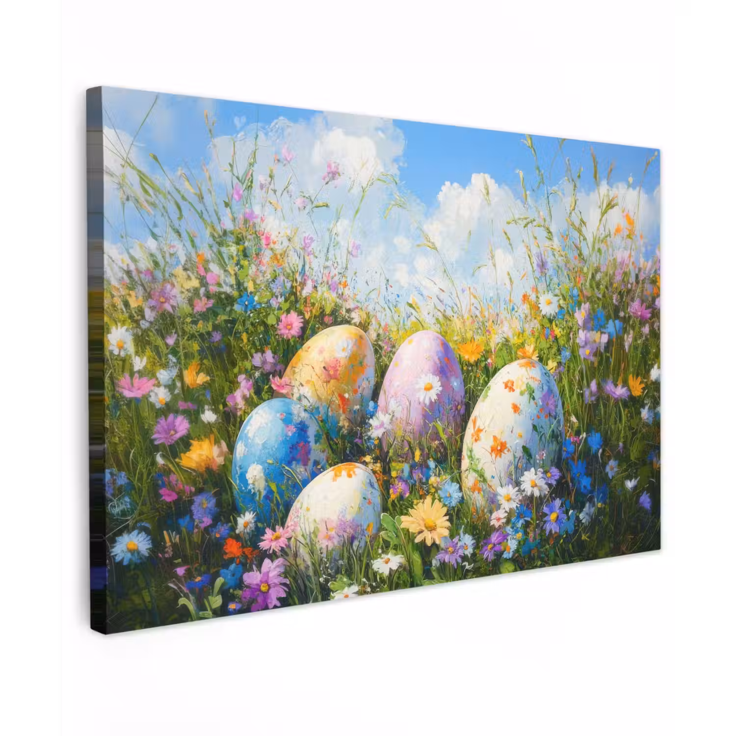 Grasveld - Eieren - Bloemen canvas 2cm klein -z3d