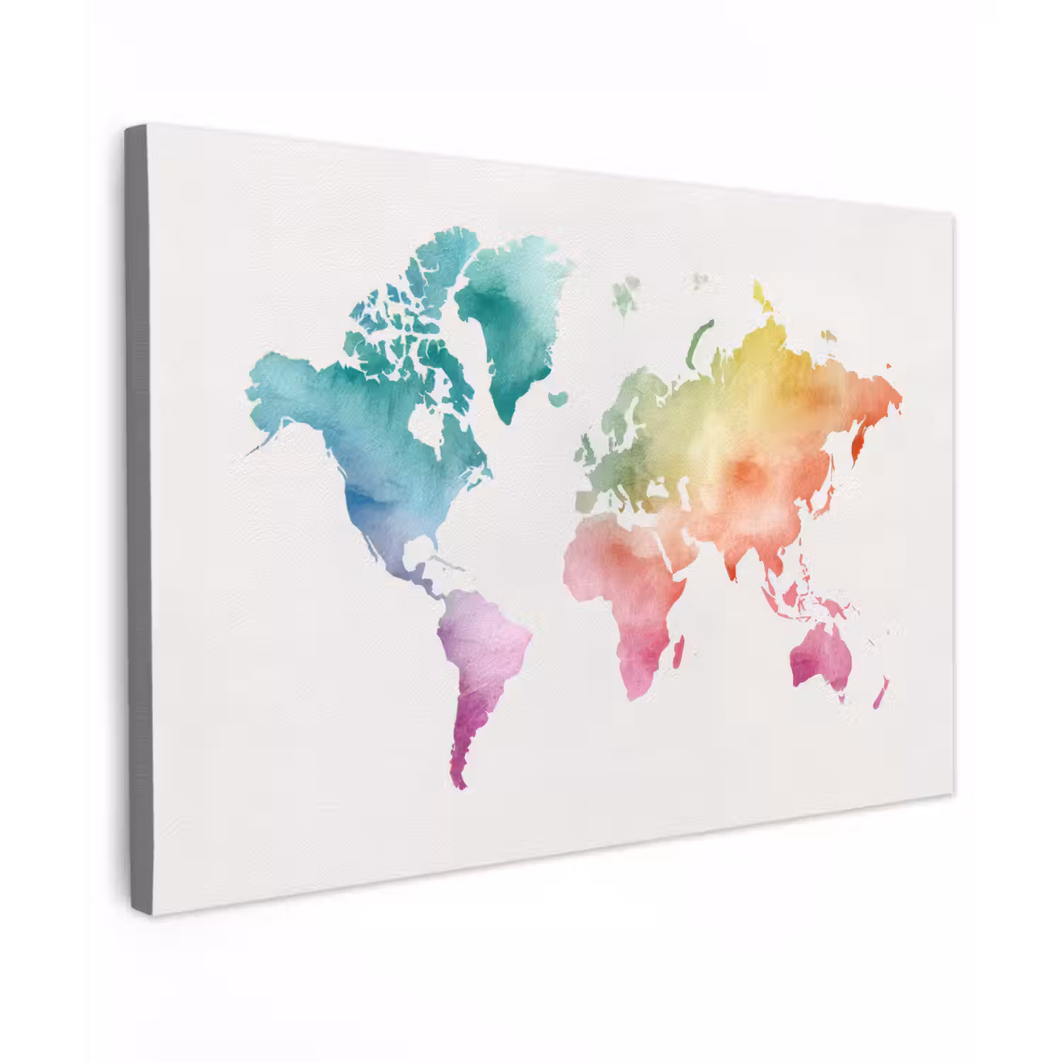 Regenboog - Wereldkaart - Overloop canvas 2cm klein -z3d